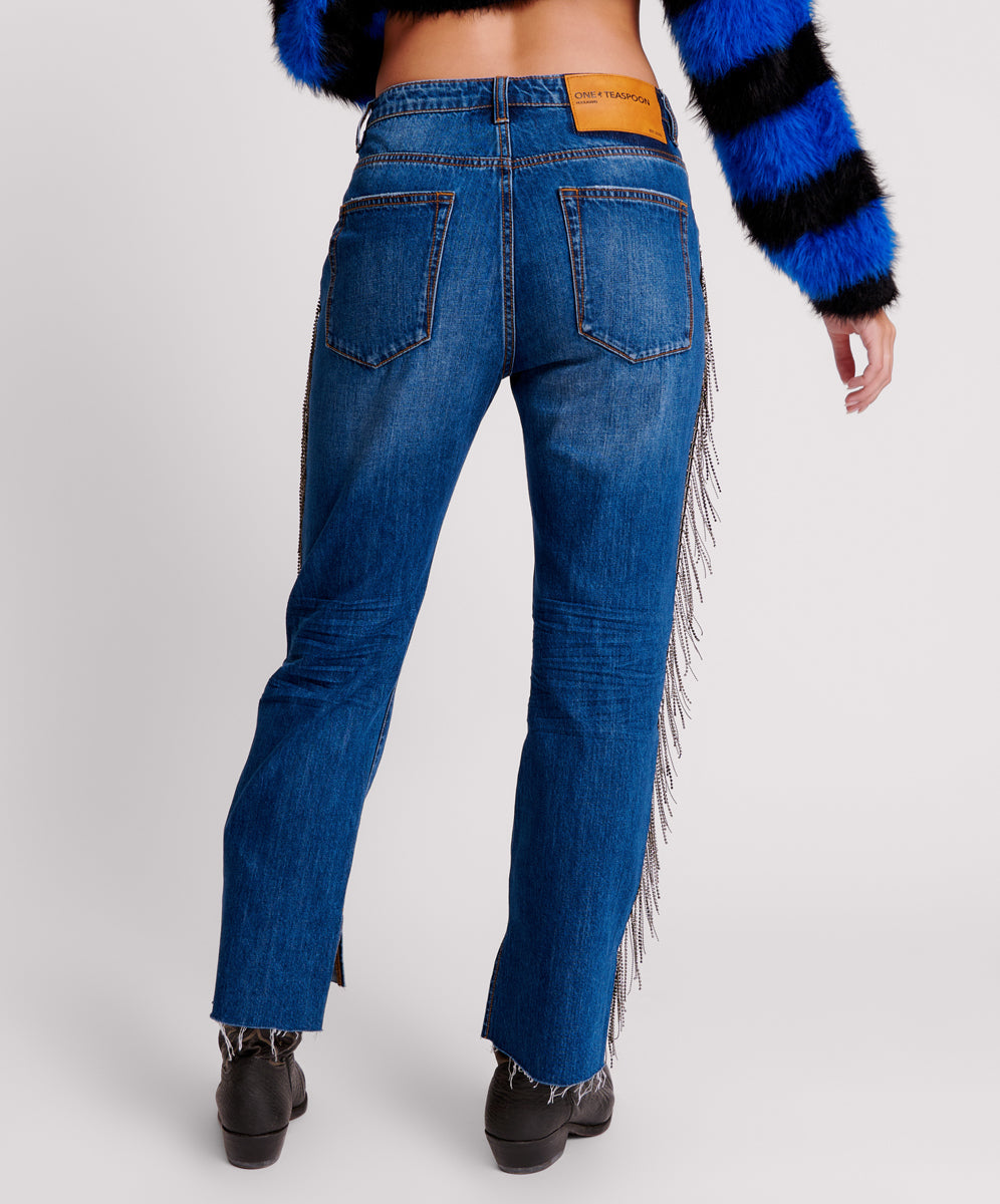 BLUEMOON JEWELLED HOOLIGANS MID WAIST RELAXED JEAN SKU: 26113