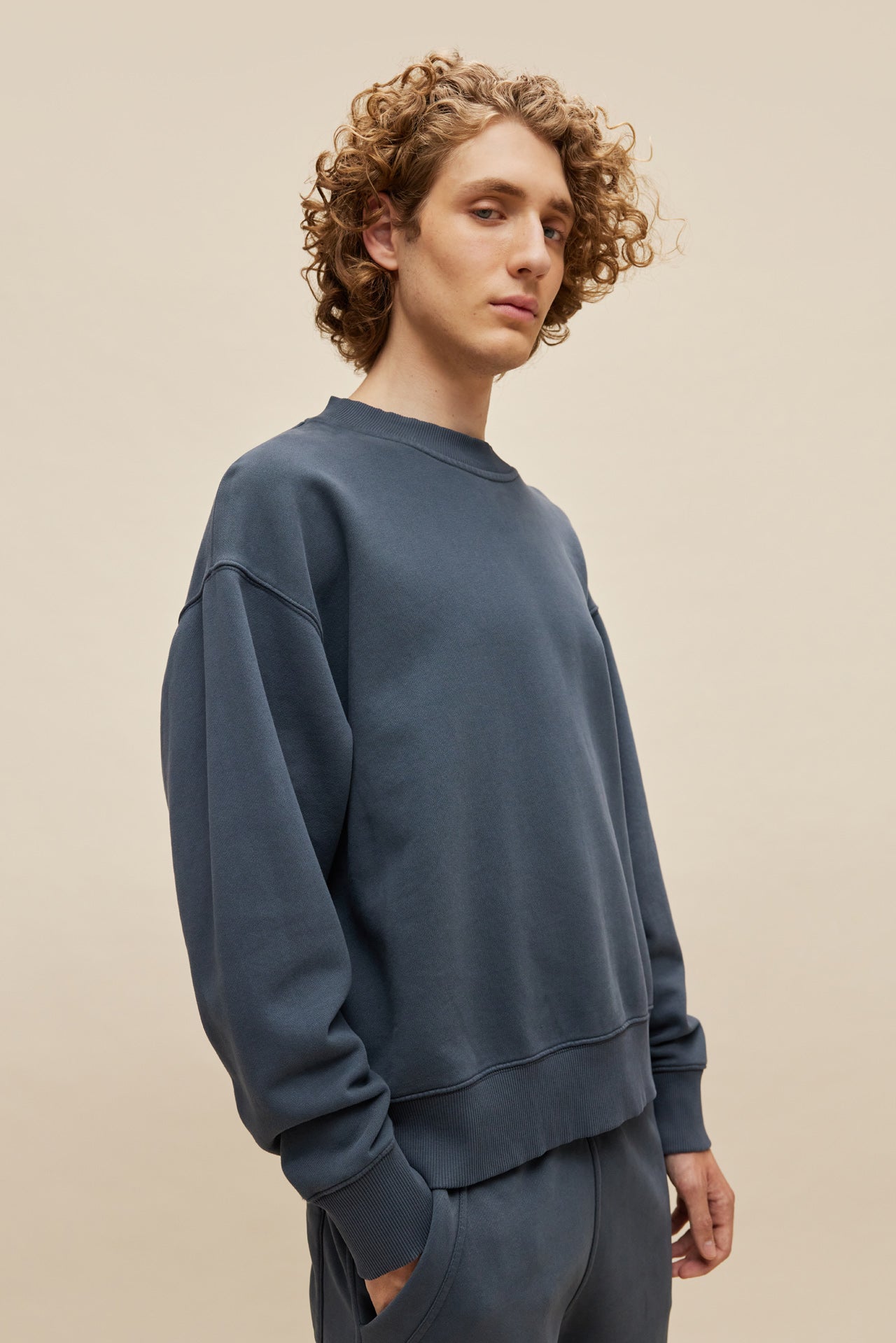 Cotton Sweatshirt in Loose Fit OCEAN DLMC000109