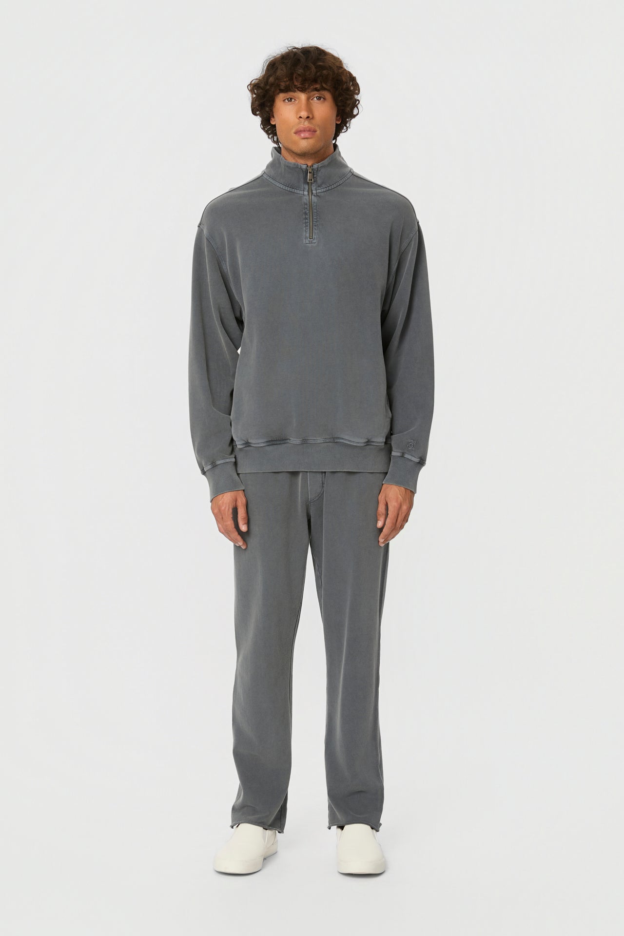 DLMC000146 - DROPPED SHOULDER HALF-ZIP CREWNECK - VINTAGE GREY