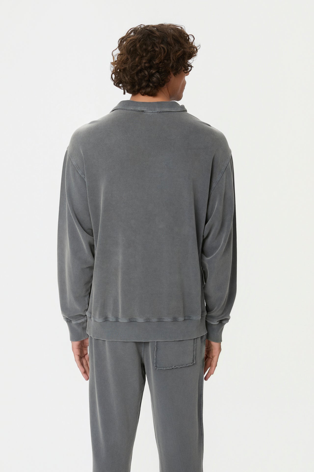 DLMC000146 - DROPPED SHOULDER HALF-ZIP CREWNECK - VINTAGE GREY