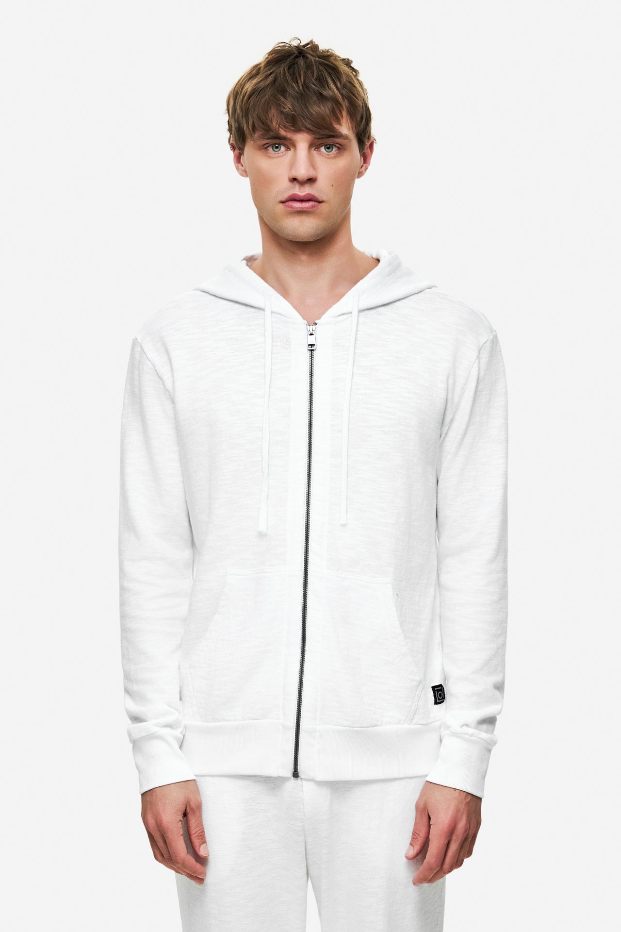 DLMF000201 - REGULAR KNITTED SLUB FULLZIP - WHITE