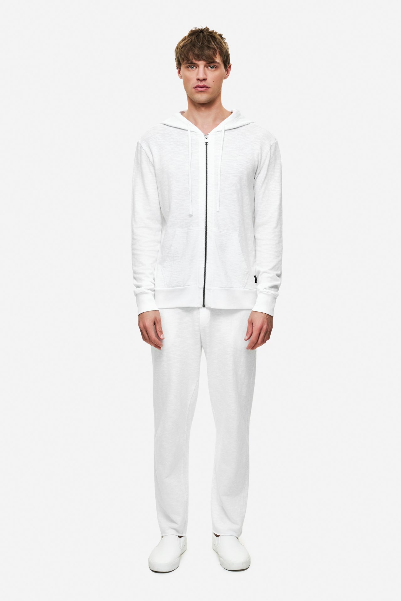 DLMF000201 - REGULAR KNITTED SLUB FULLZIP - WHITE