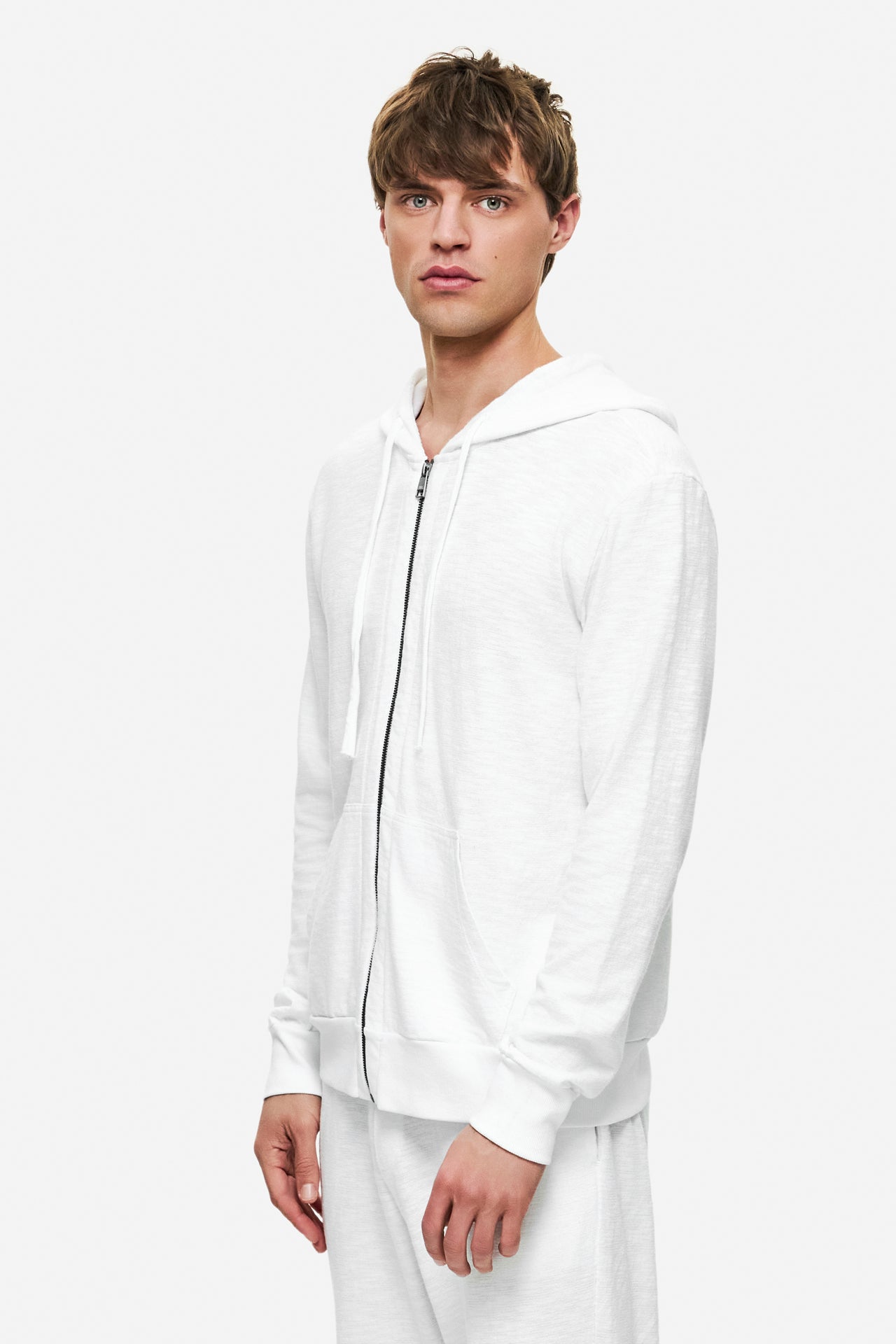 DLMF000201 - REGULAR KNITTED SLUB FULLZIP - WHITE