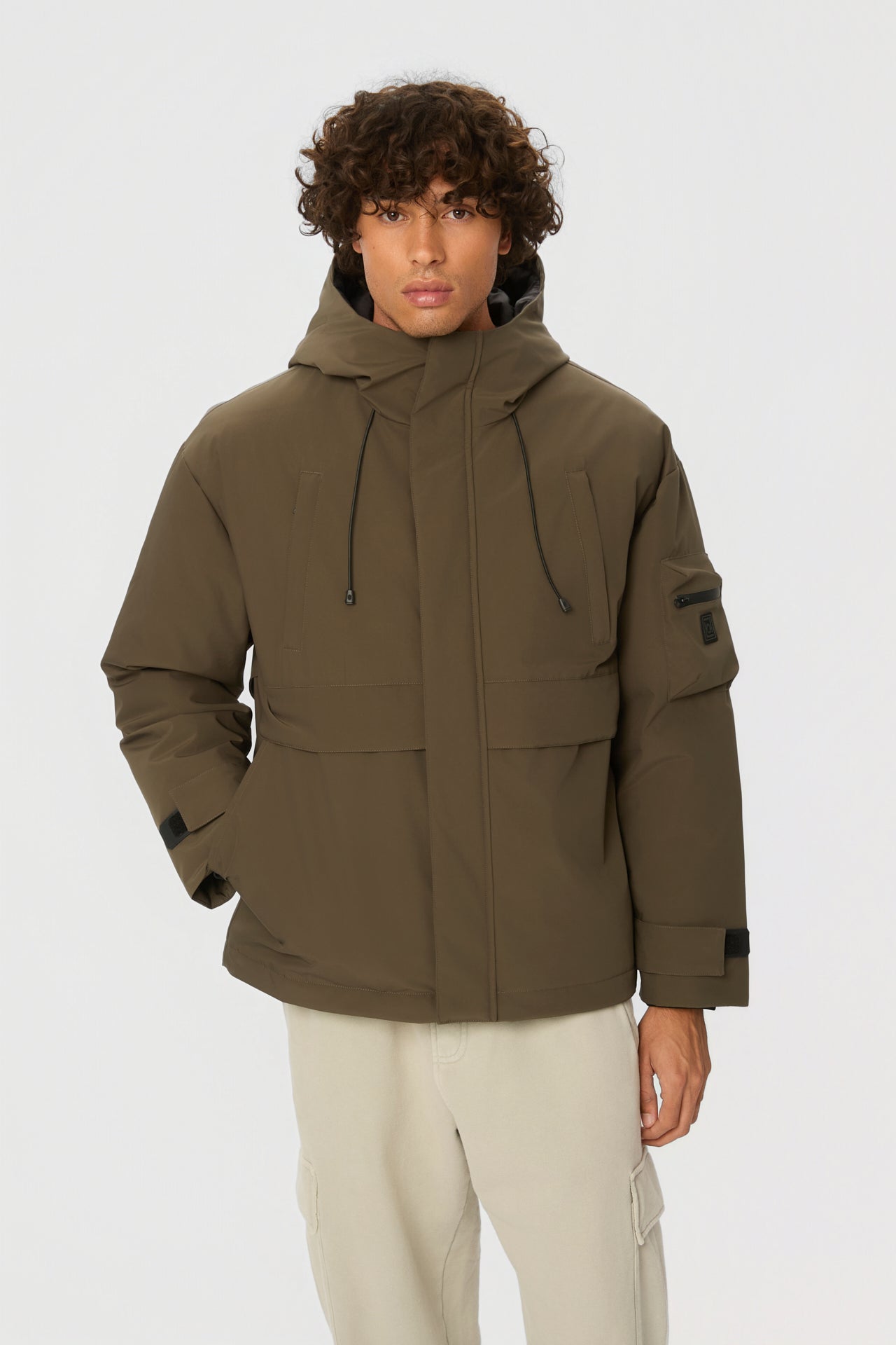 DLMJ000079 - Hooded Jacket in Regular Fit -Khaki-