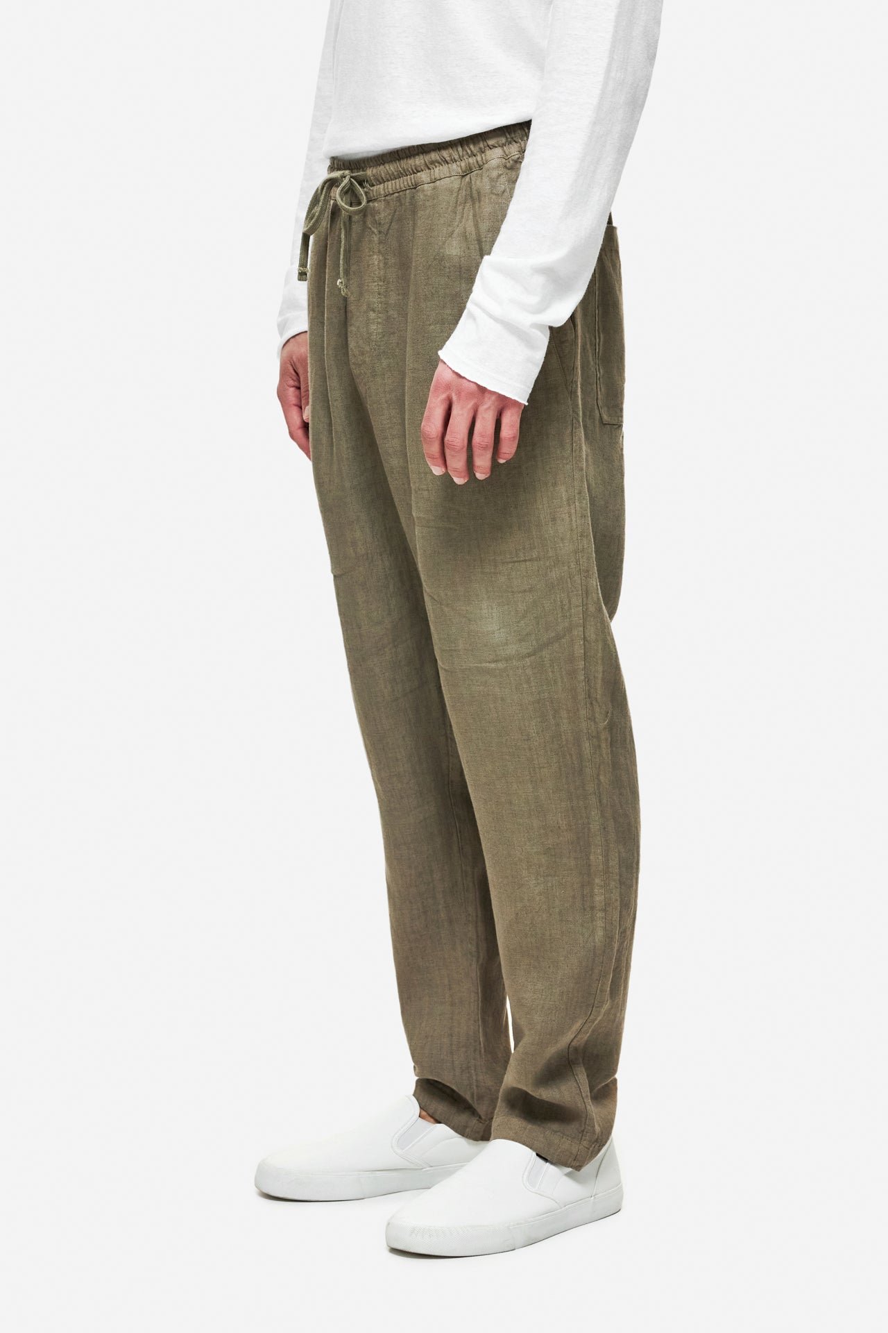 DLMP000139 - Linen Pants in Relaxed Fit - TAUPE