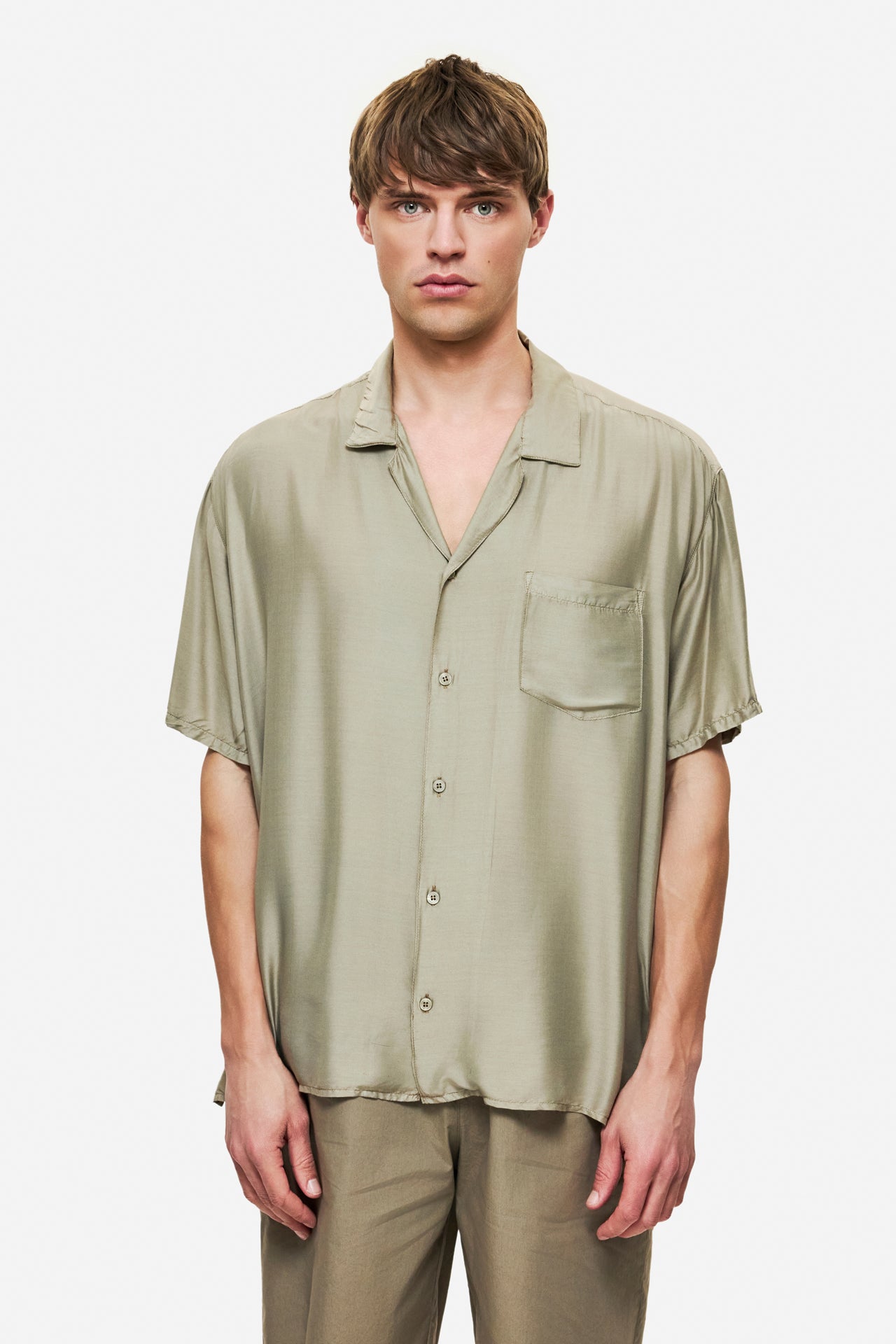 DLMS000148 - SILK BLEND SHIRT - TAUPE
