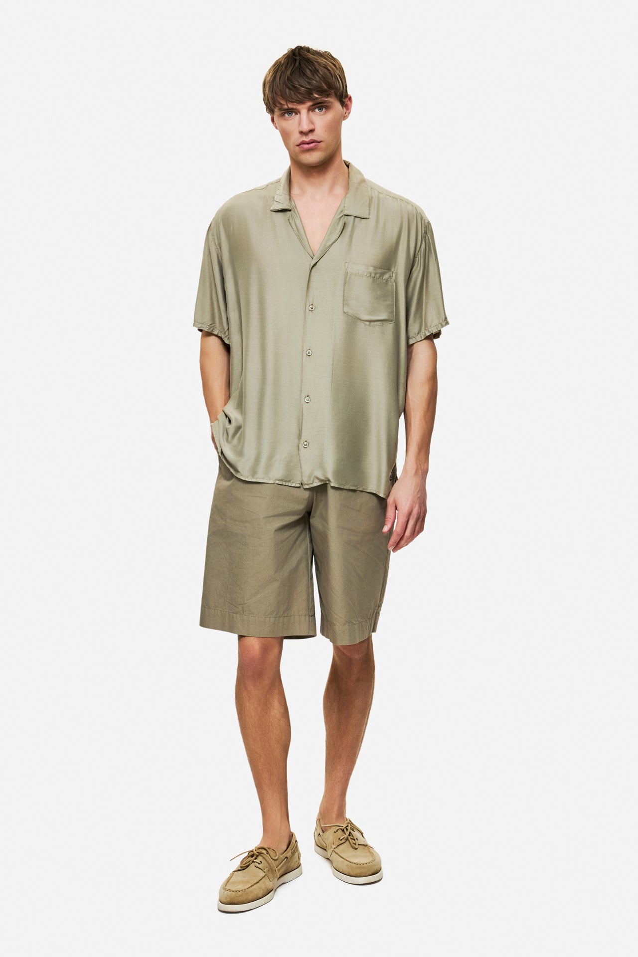 DLMS000148 - SILK BLEND SHIRT - TAUPE