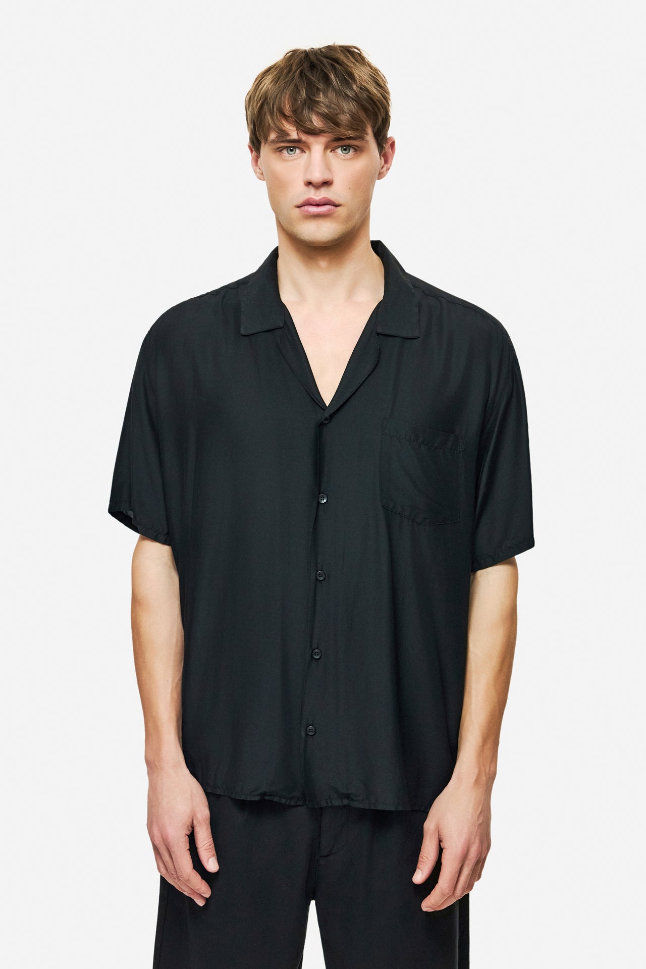 DLMS000148 - SILK BLEND SHIRT - BLACK