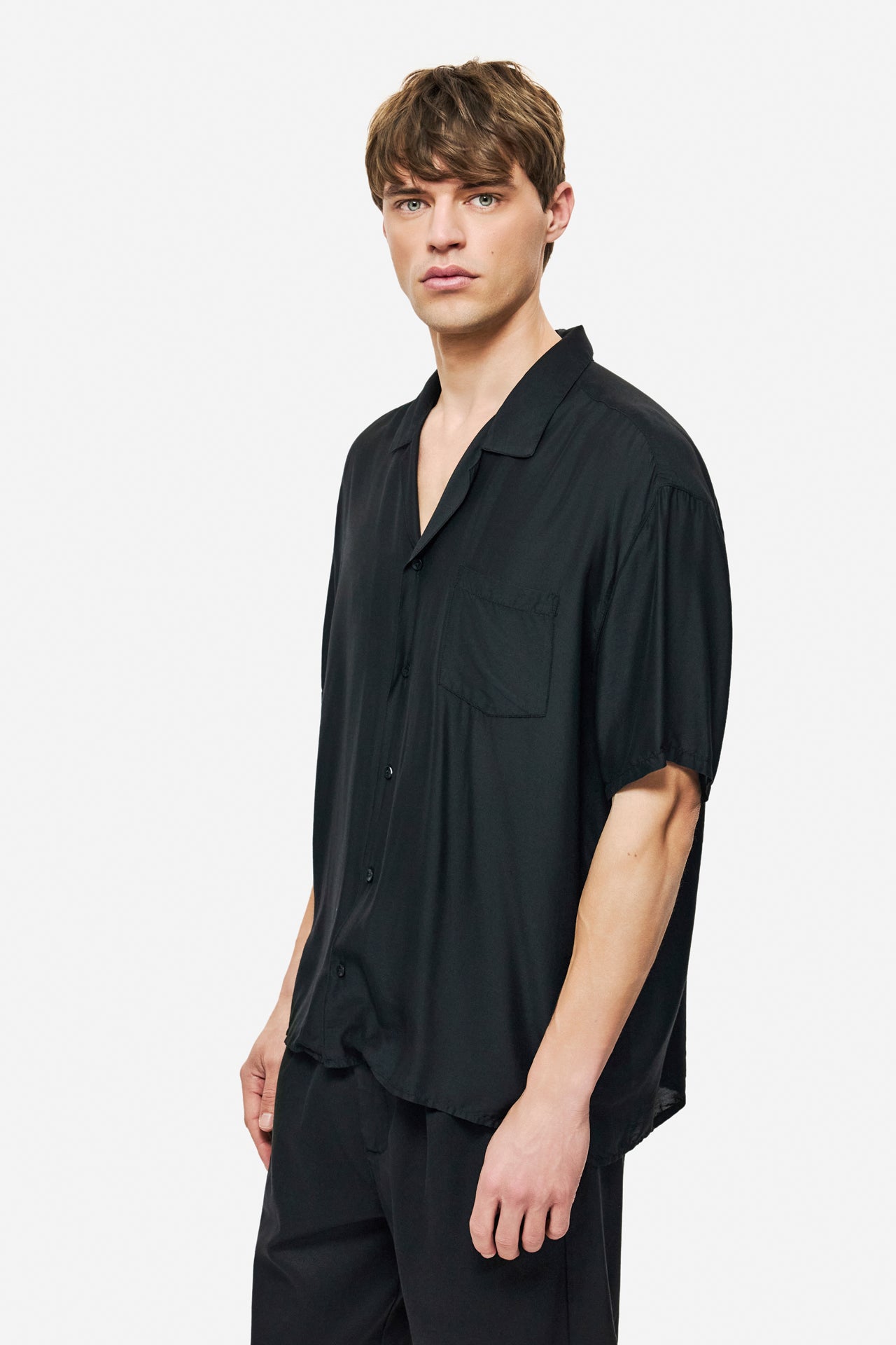 DLMS000148 - SILK BLEND SHIRT - BLACK