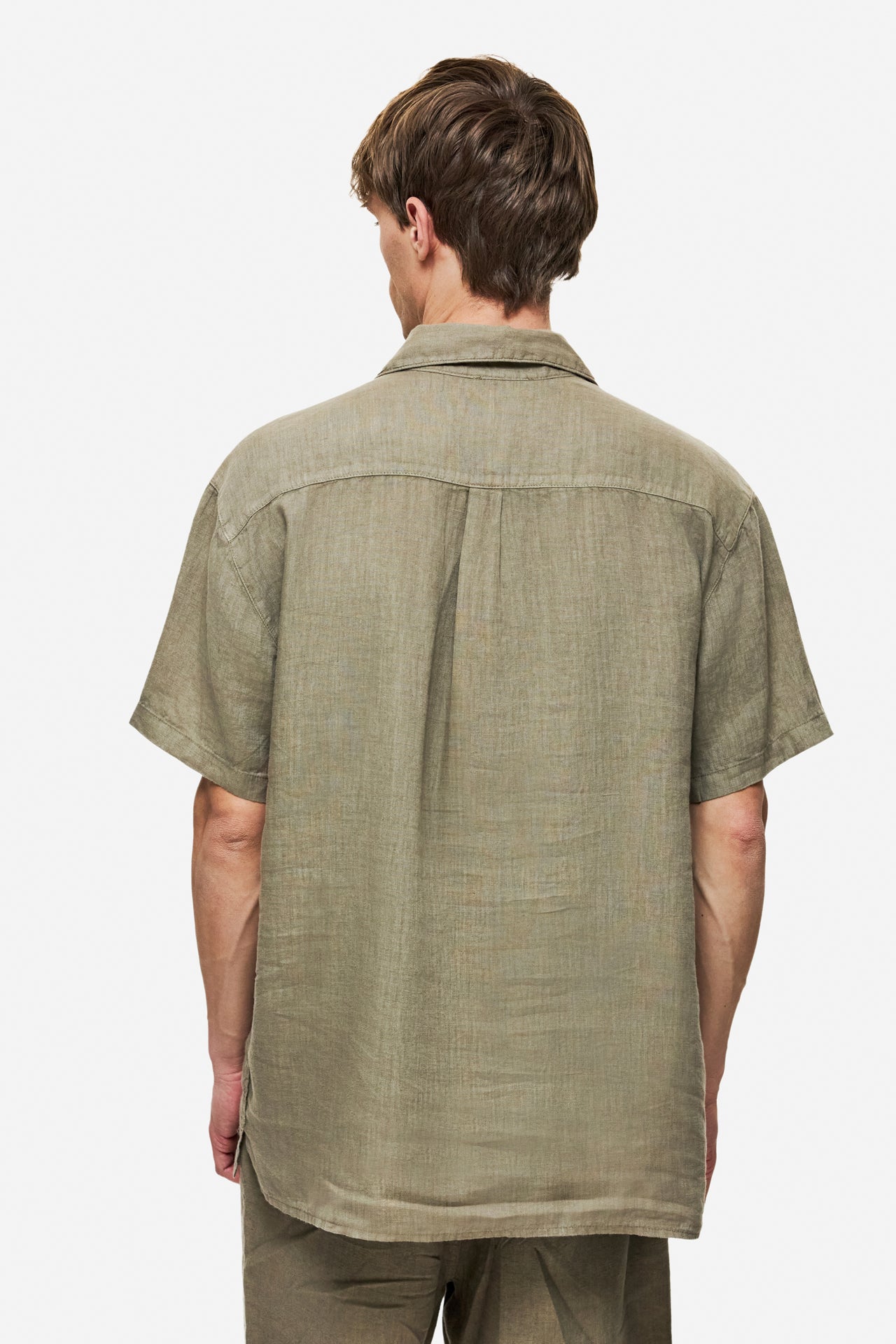 DLMS000153 - SHORTSLEEVE LINEN SHIRT - TAUPE