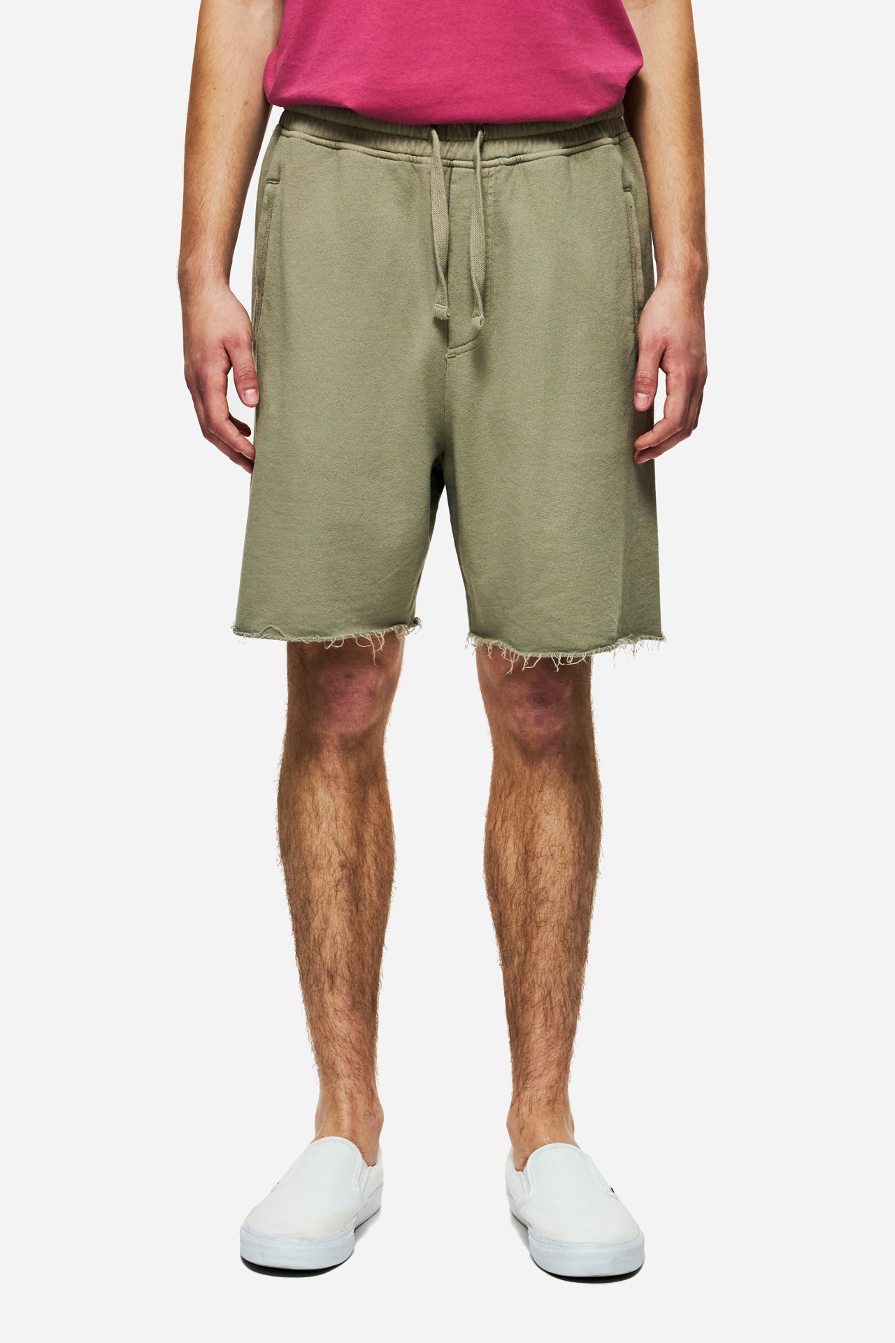 DLMSB000097 - Sweatbermuda with Raw Edges in Regular Fit - TAUPE