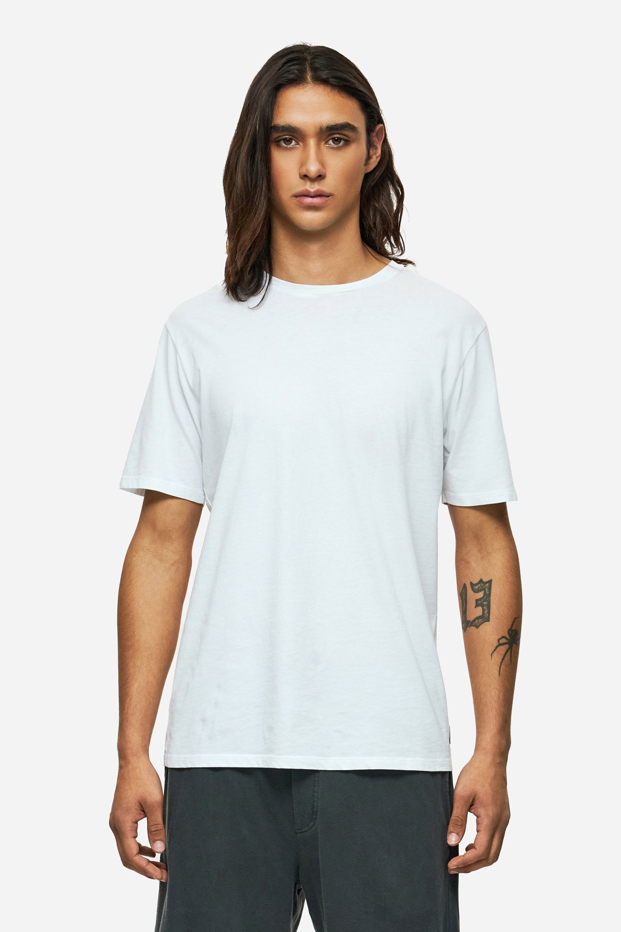 DLMT000640 - Τ-shirt with Round Neckline in Regular Fit - WHITE