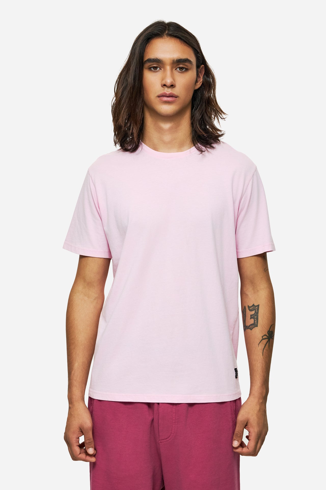 DLMT000640 - Τ-shirt with Round Neckline in Regular Fit - BUBBLEGUM