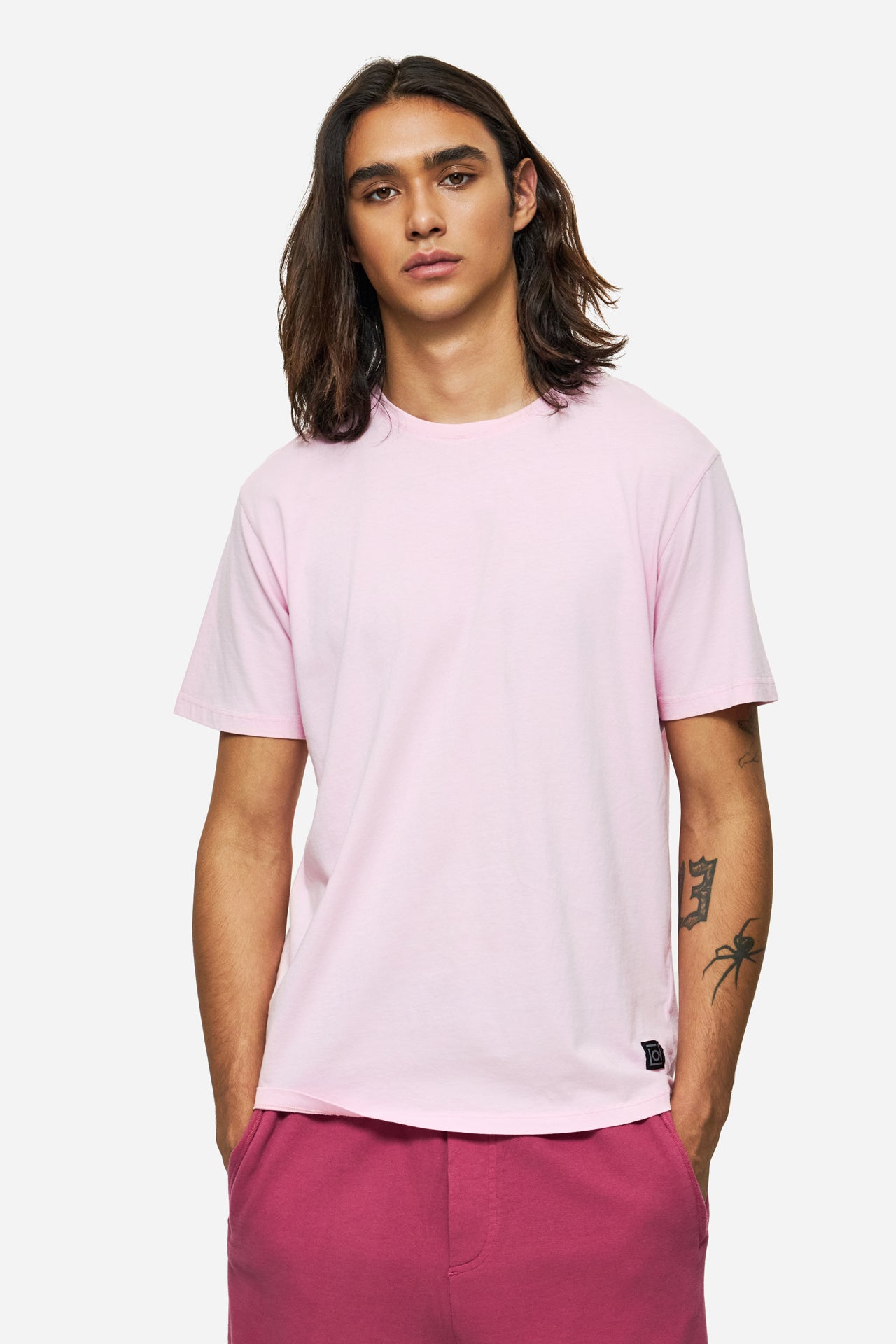 DLMT000640 - Τ-shirt with Round Neckline in Regular Fit - BUBBLEGUM