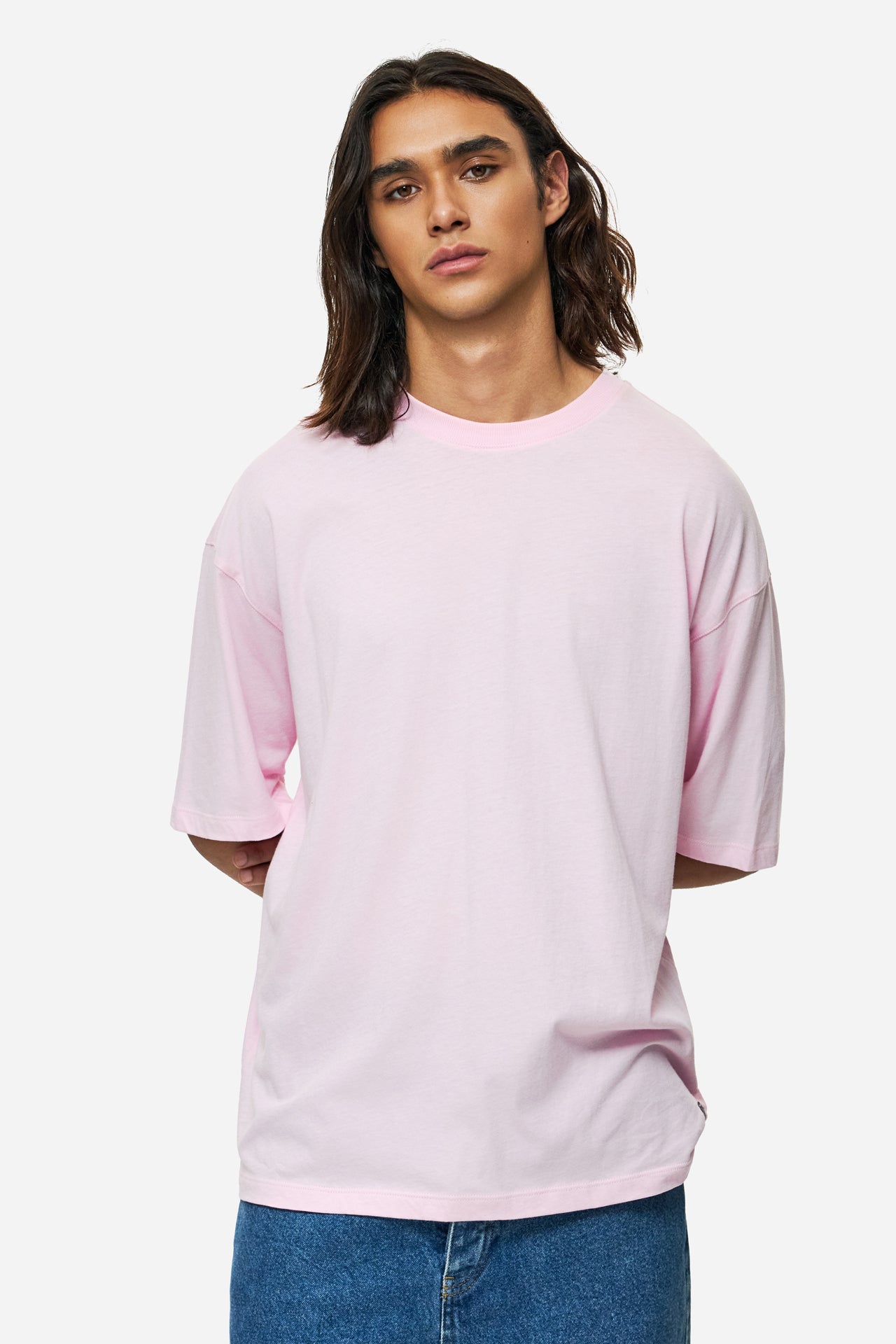DLMT000645 - Oversized T-shirt with Dropped Shoulders - BUBBLEGUM