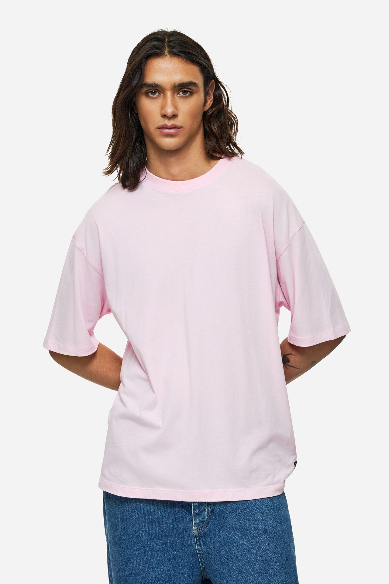 DLMT000645 - Oversized T-shirt with Dropped Shoulders - BUBBLEGUM