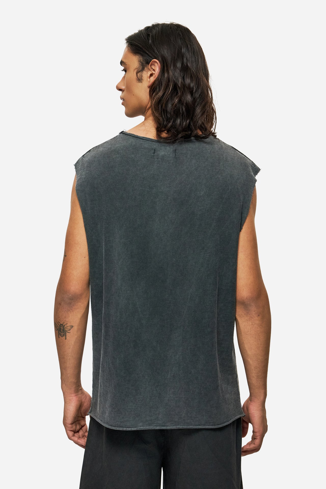 DLMTT000002 - Slub Tank Top with Raw Edges - VINTAGE BLACK