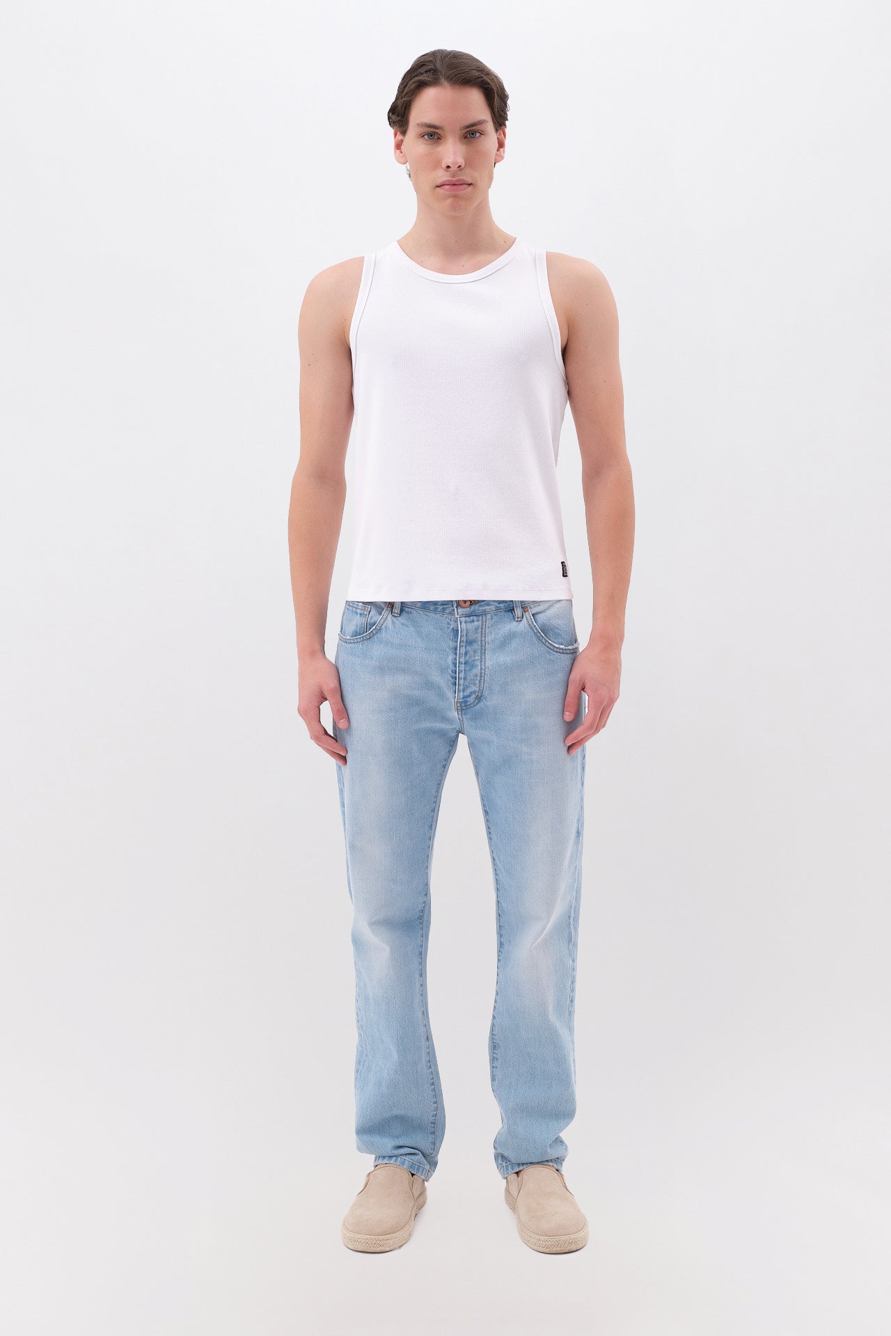 Ribbed Tank Top in Regular Fit - White
