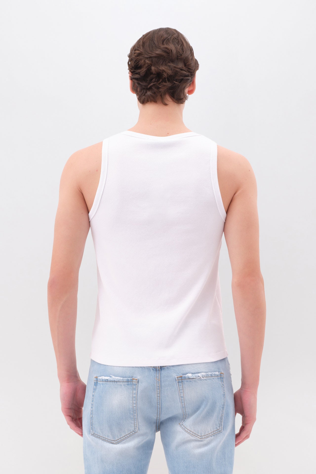 Ribbed Tank Top in Regular Fit - White