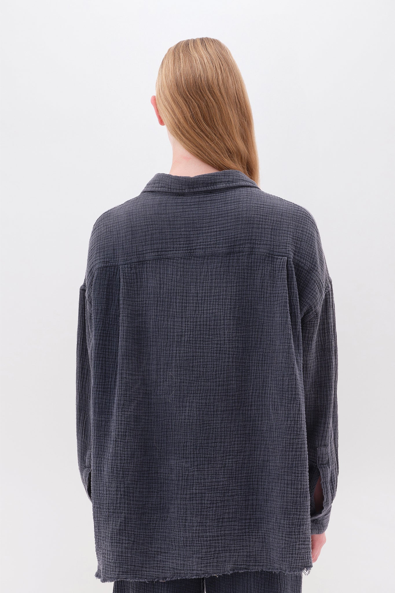 Shirt with Raw Edge Details - VINTAGE BLUE