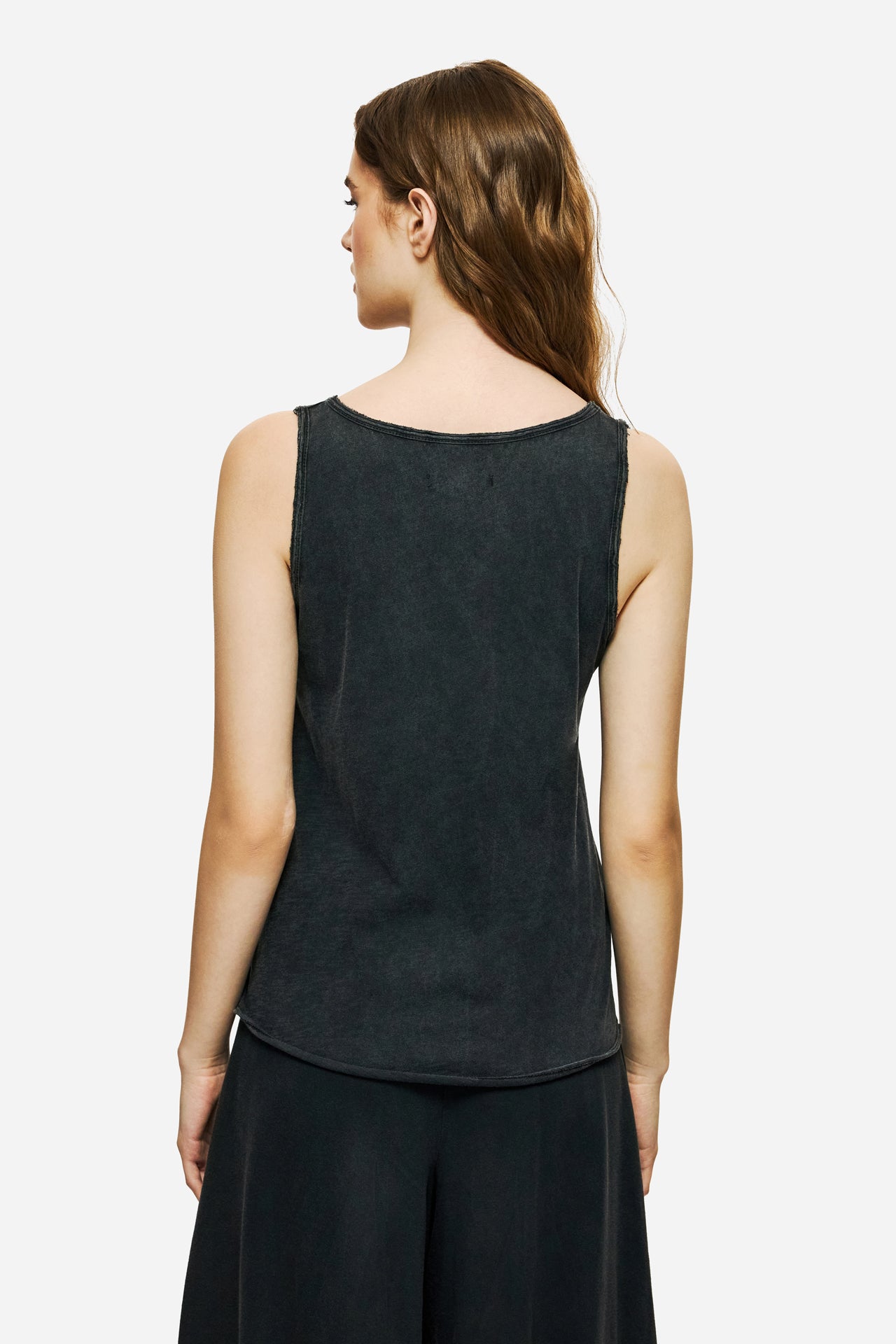 DLWT000126 - Tank Top with V Neckline - VINTAGE BLACK