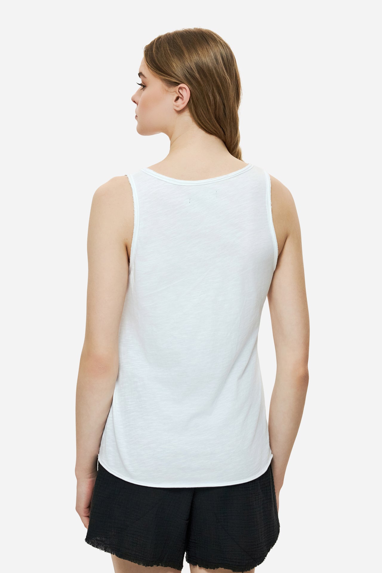 DLWT000126 - Tank Top with V Neckline - WHITE