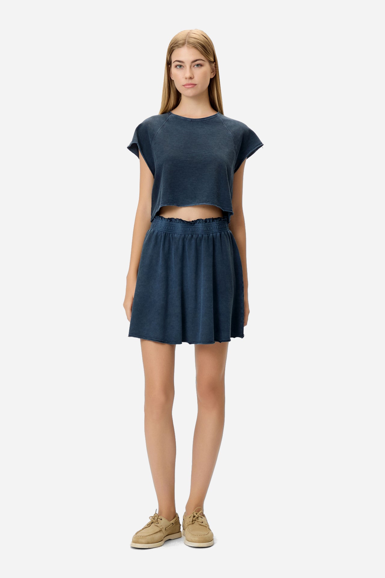 DLWT000150 - CROPPED SLUB T-SHIRT - VINTAGE BLUE