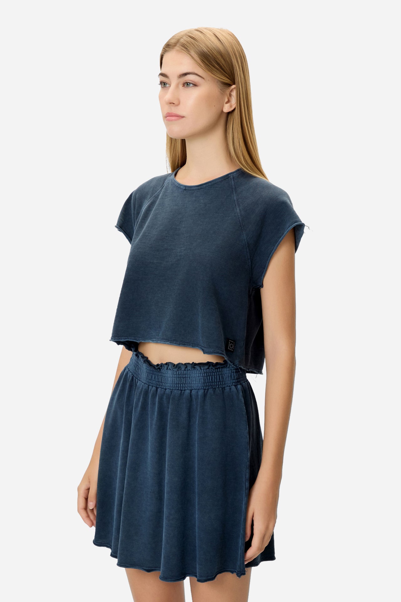 DLWT000150 - CROPPED SLUB T-SHIRT - VINTAGE BLUE