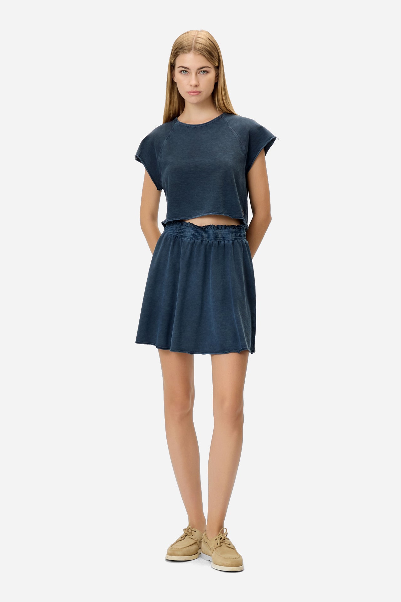 DLWT000150 - CROPPED SLUB T-SHIRT - VINTAGE BLUE