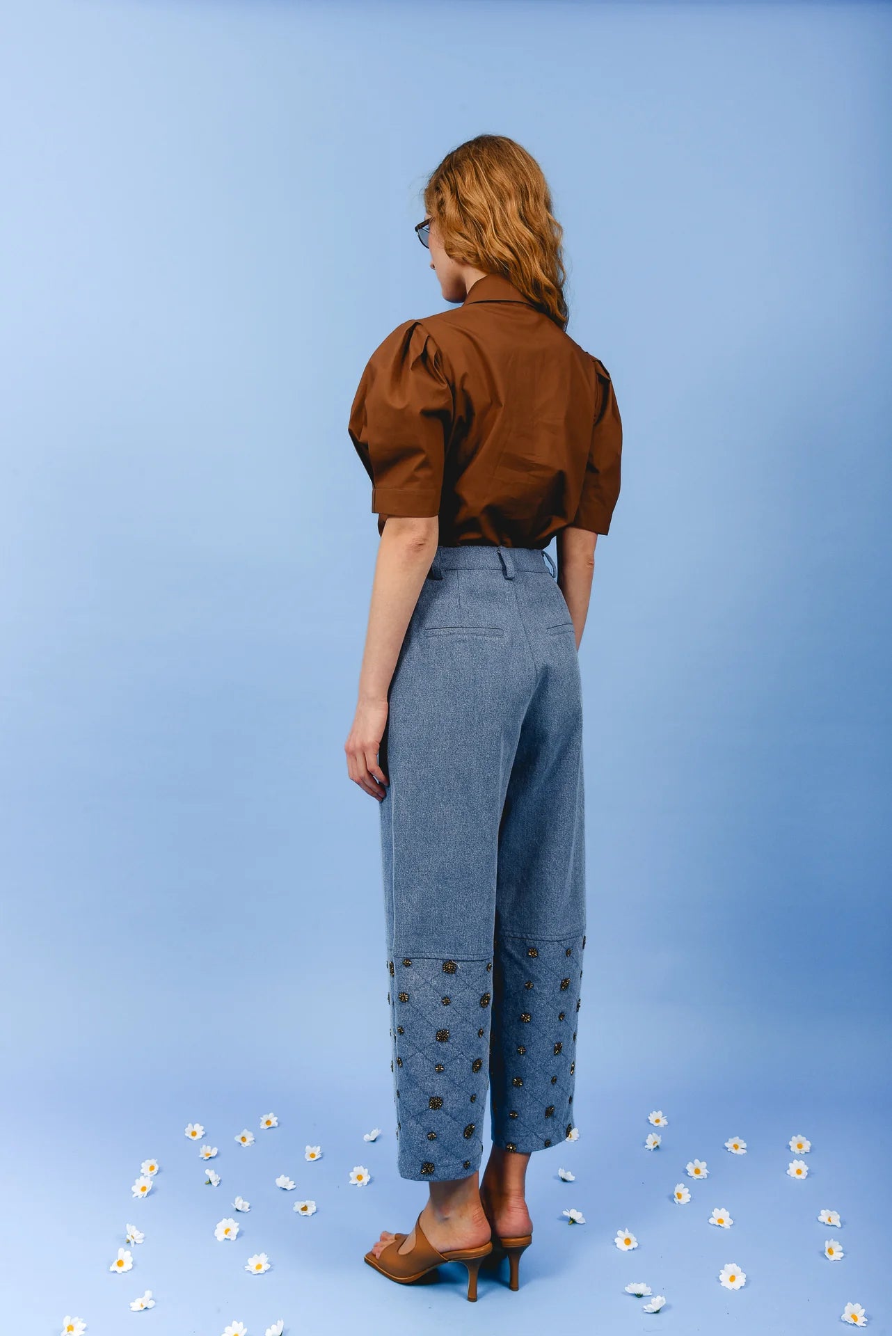 AMBER JEANS HALF BEADED