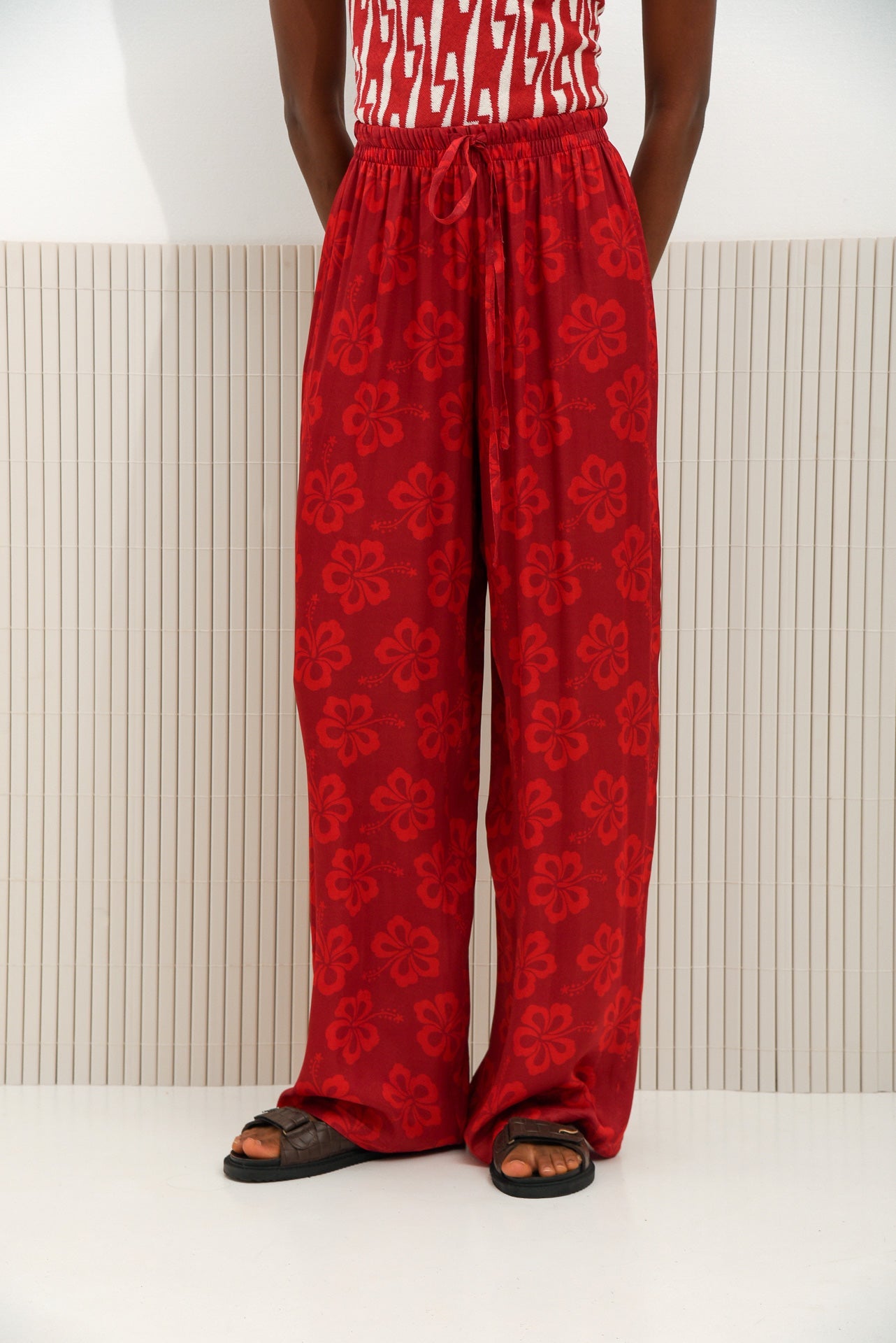 Hibiscus Red Pants
