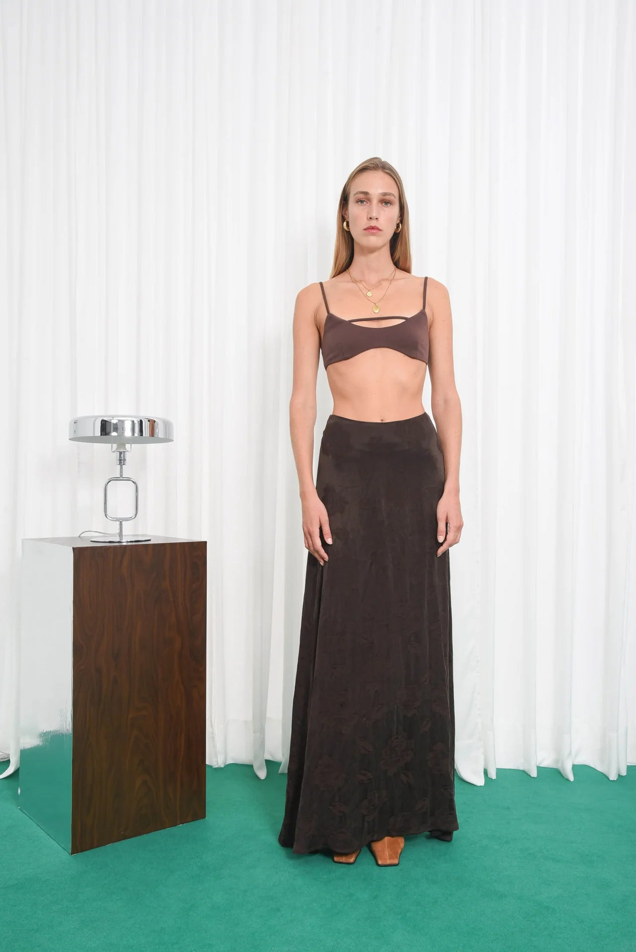 INNER VOICE MAXI SKIRT -BROWN-