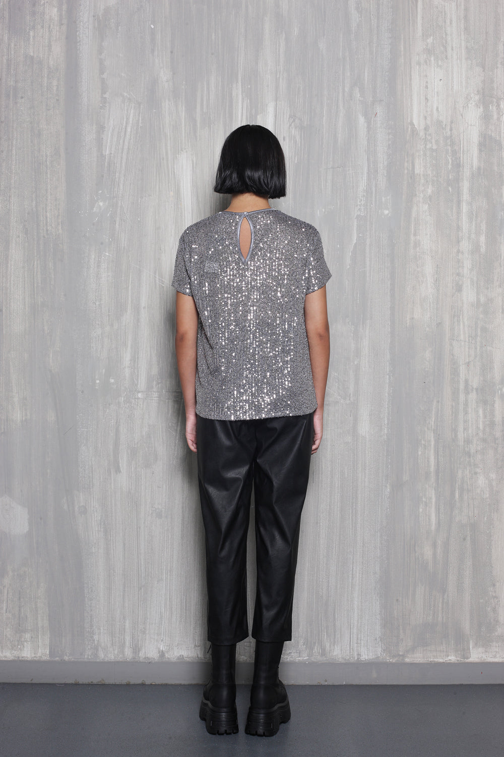 MARKELA SILVER SEQUIN TOP