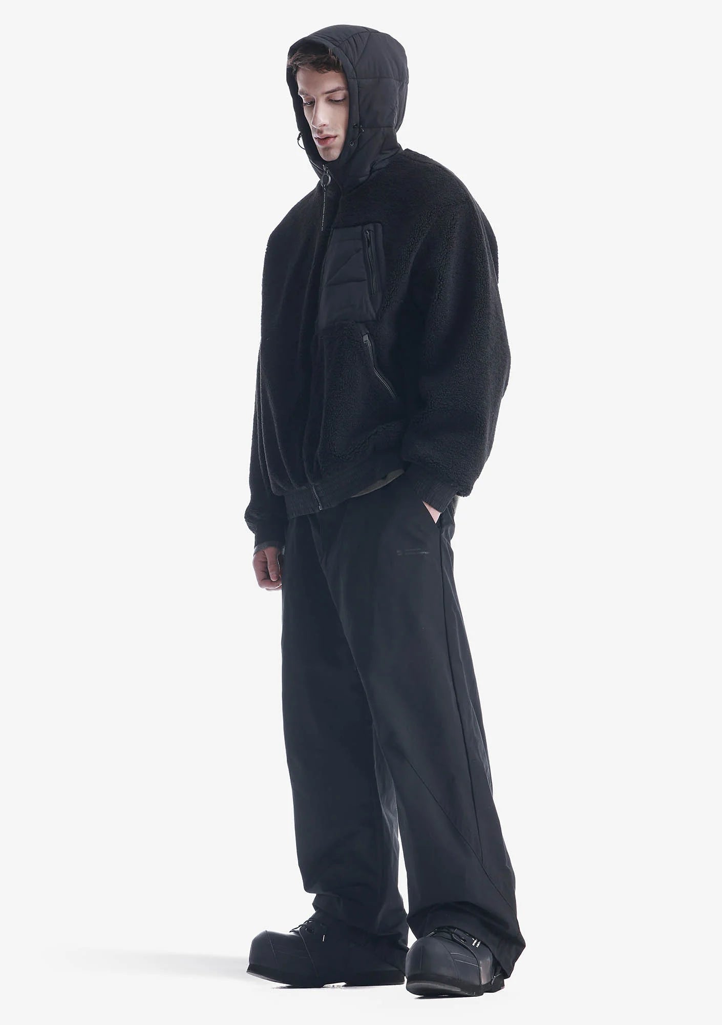 PEEBLES Hooded Sherpa Jacket - Black