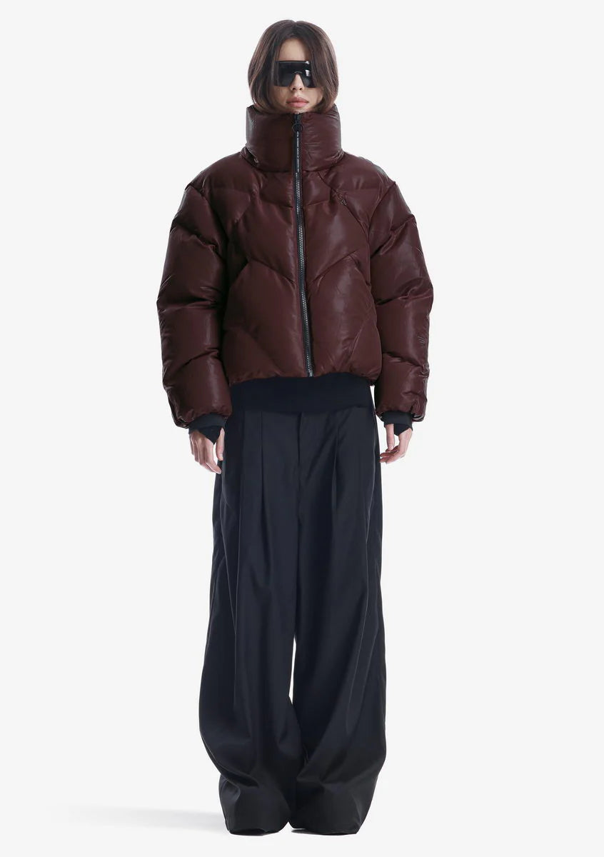 NEBULA Short Puffer Jacket - Burgundy