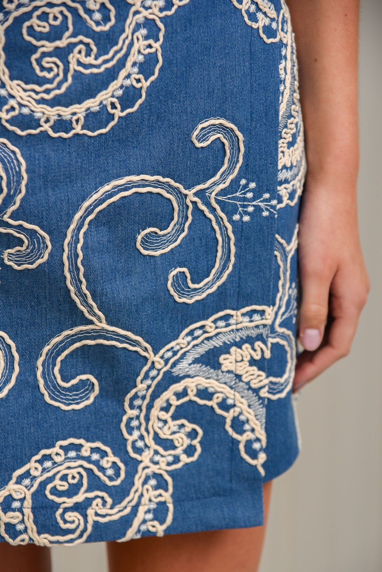 Sea Mist Mini Wrap Skirt - Blue and White