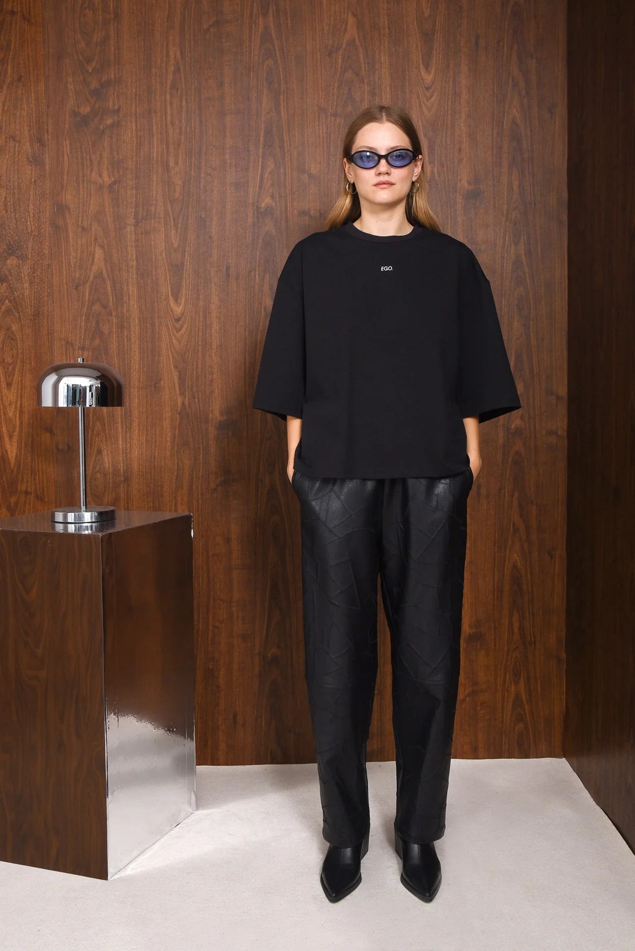 IDENTITY FAUX LEATHER PANTS - Black -