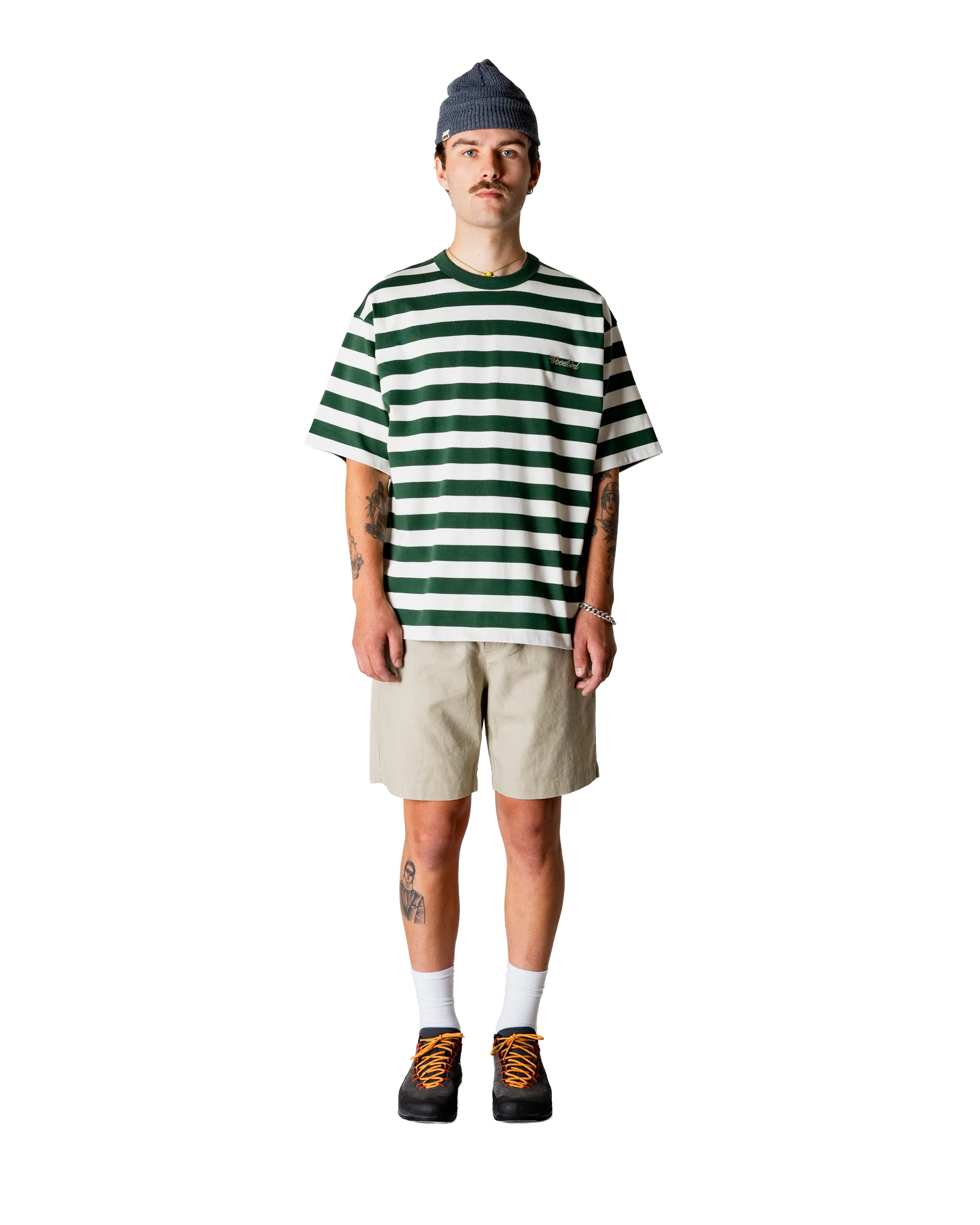 WBBEAM STRIPE TEE - PINE GREEN