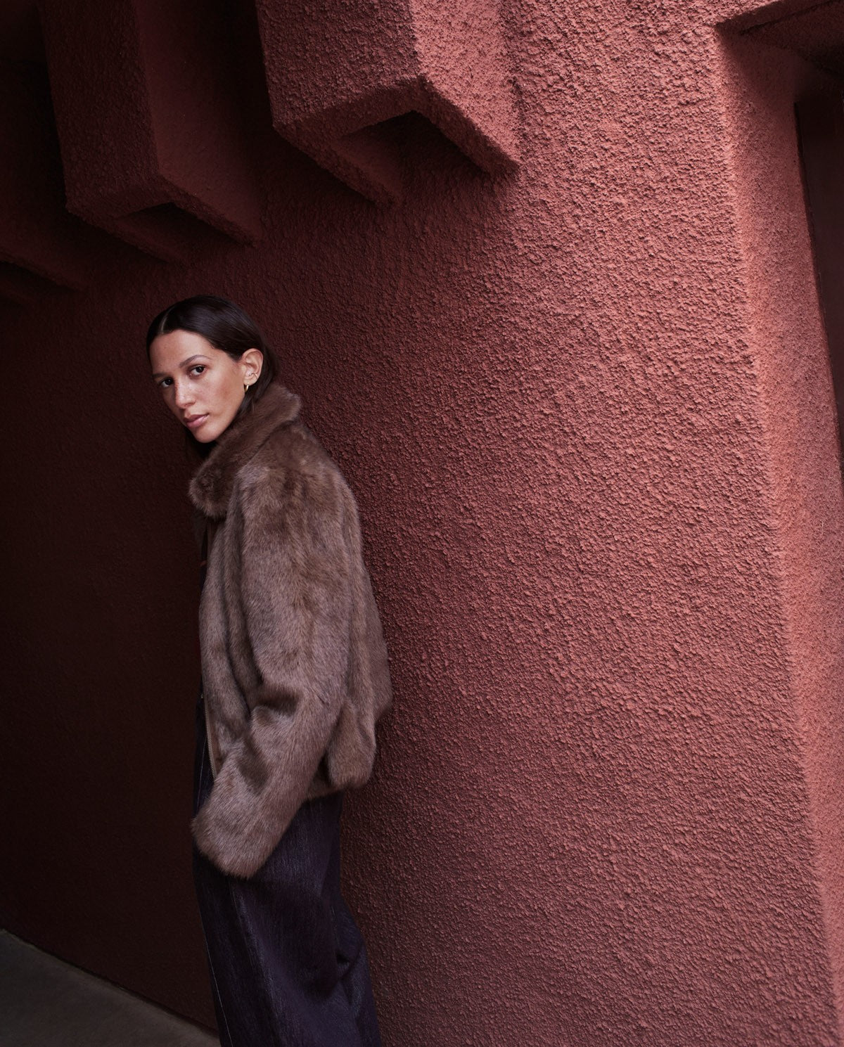 43622 - Brown Faux-Fur Short Coat