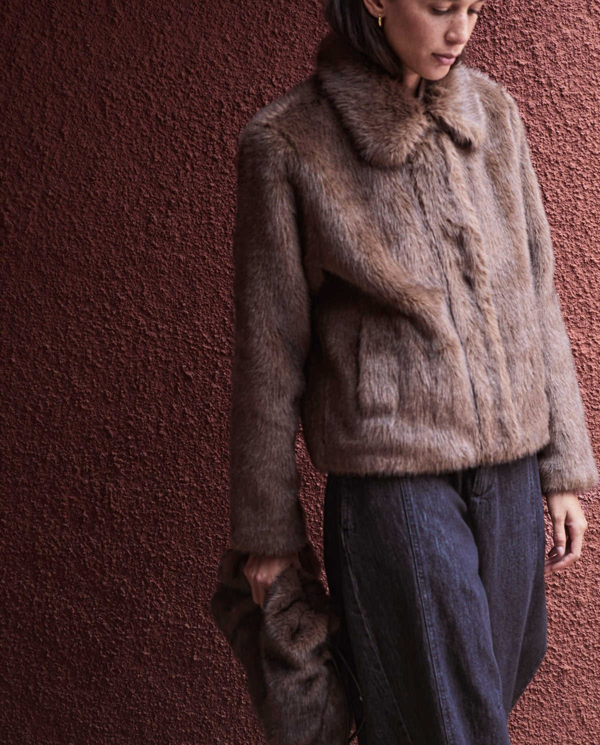 43622 - Brown Faux-Fur Short Coat