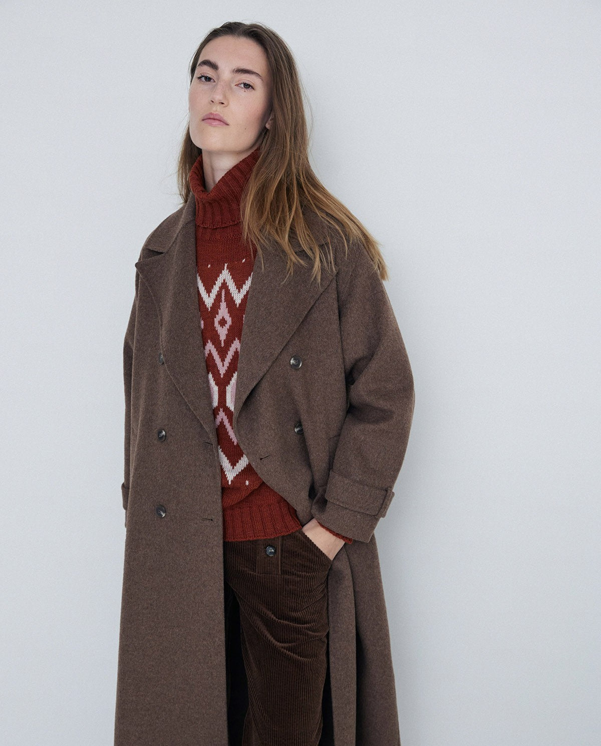 HANDMADE WOOL TRENCH COAT CHOCOLATE  Ref. 41600