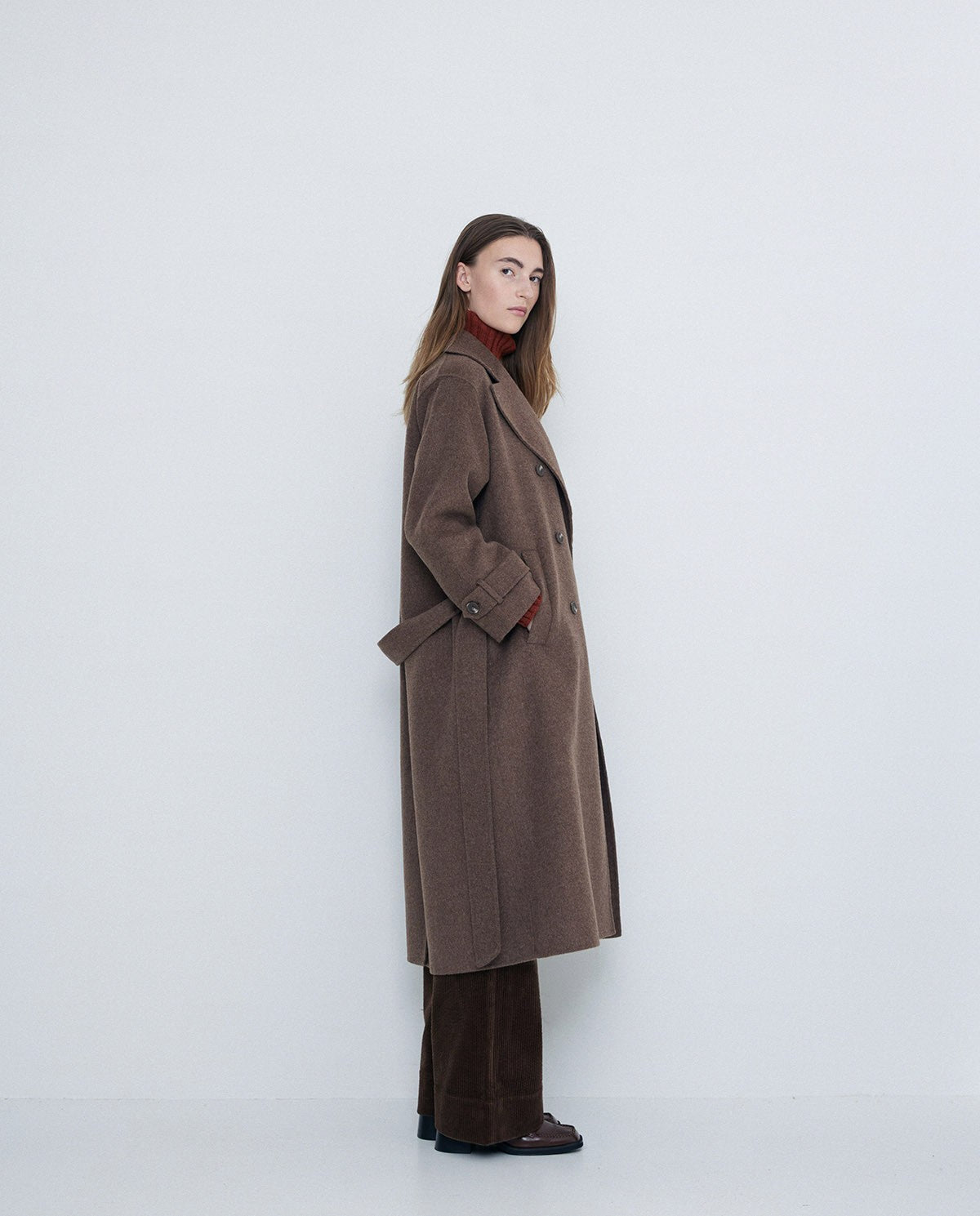 HANDMADE WOOL TRENCH COAT CHOCOLATE  Ref. 41600