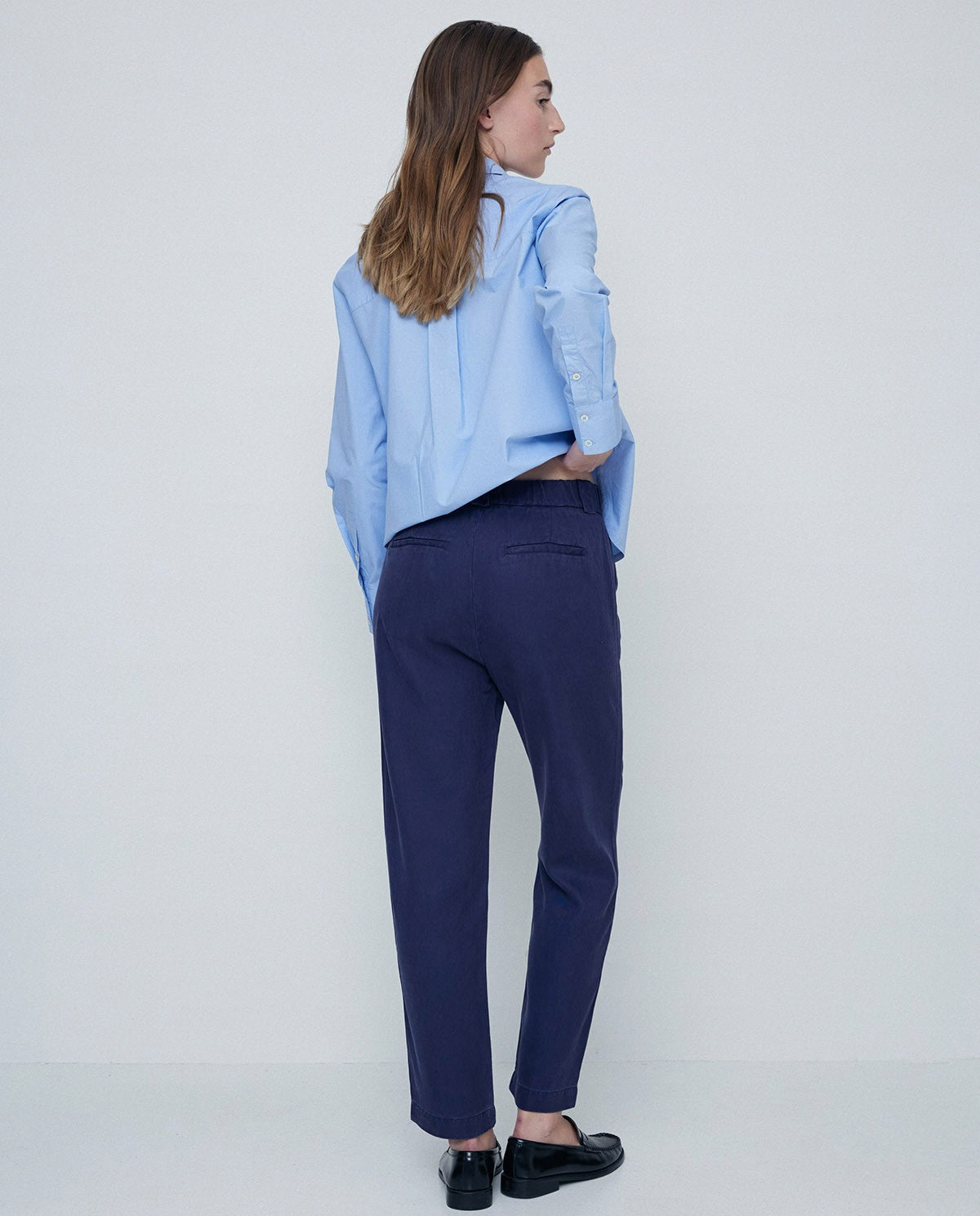 STRAIGHT TENCEL TROUSERS NAVY  Ref. 41850