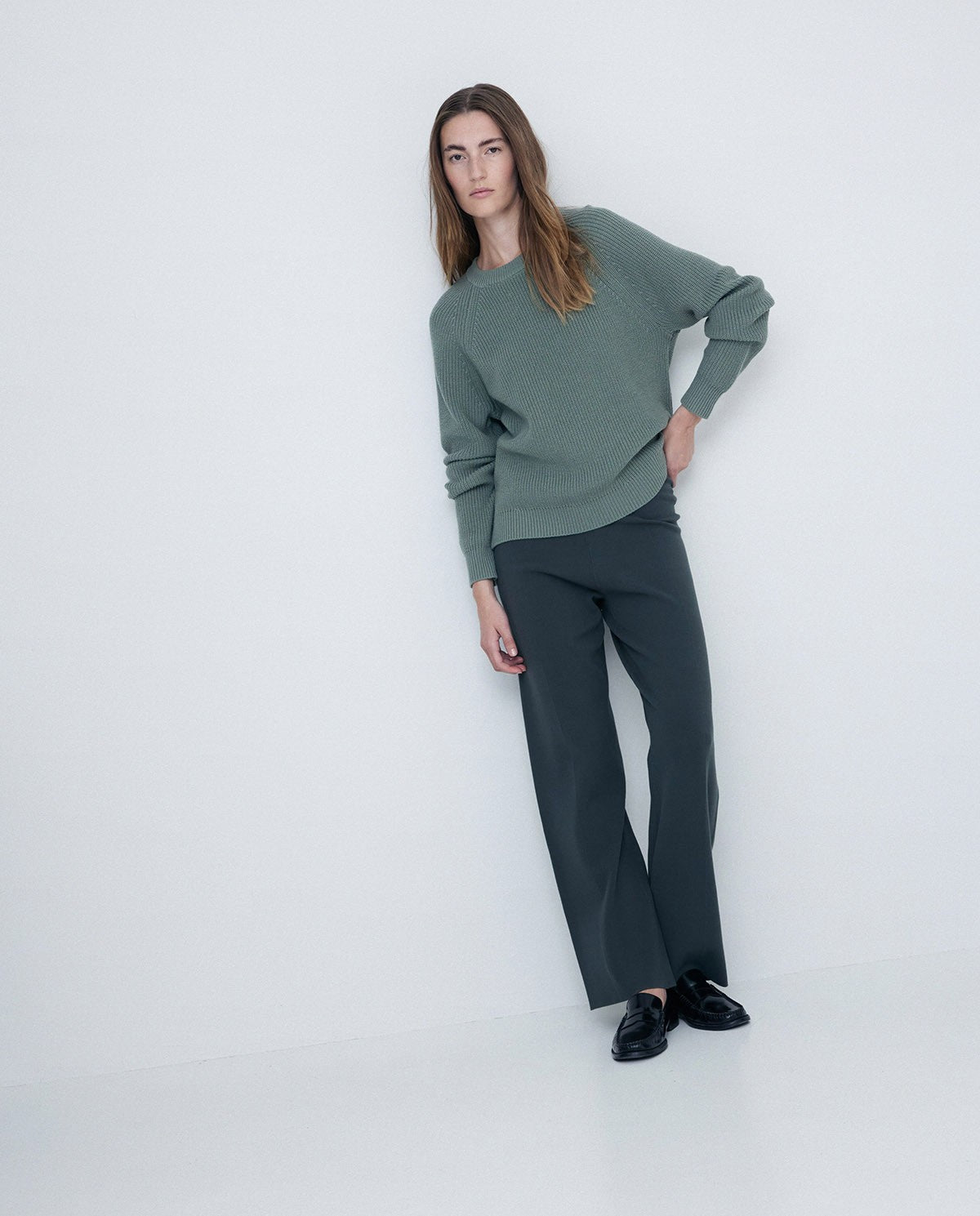 FLOWY KNIT TROUSERS GREEN  Ref. 41506