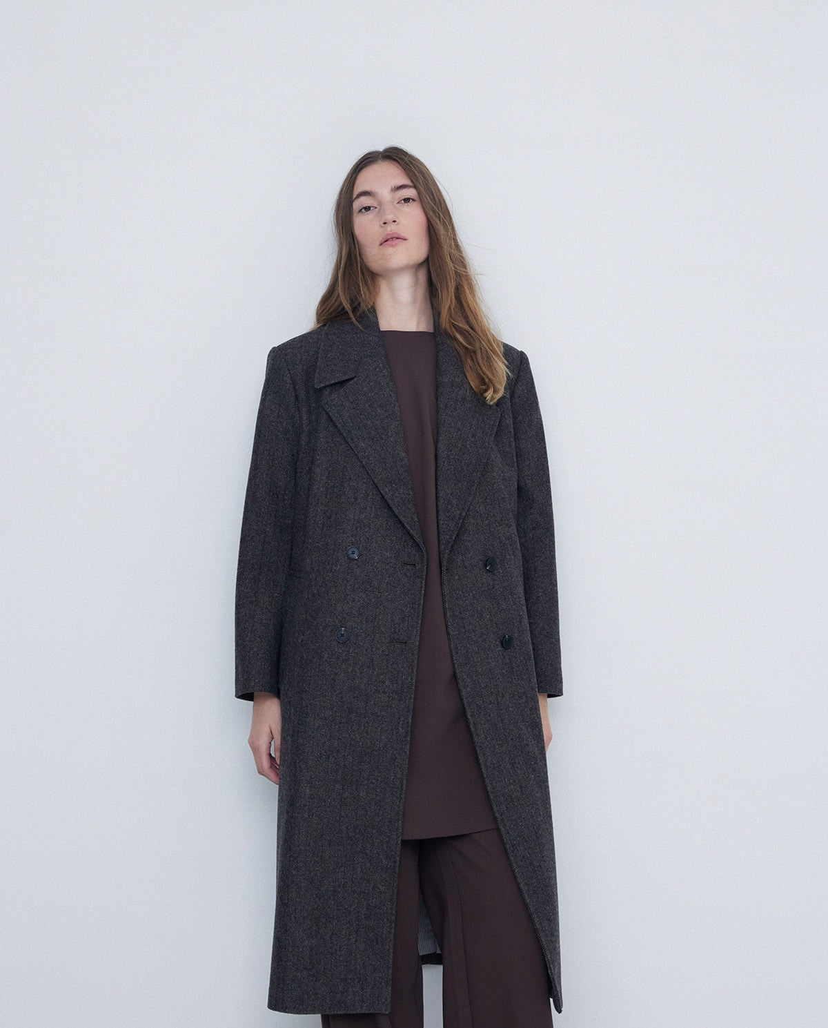 LONG WOOL COAT DARK GREY  Ref. 41610