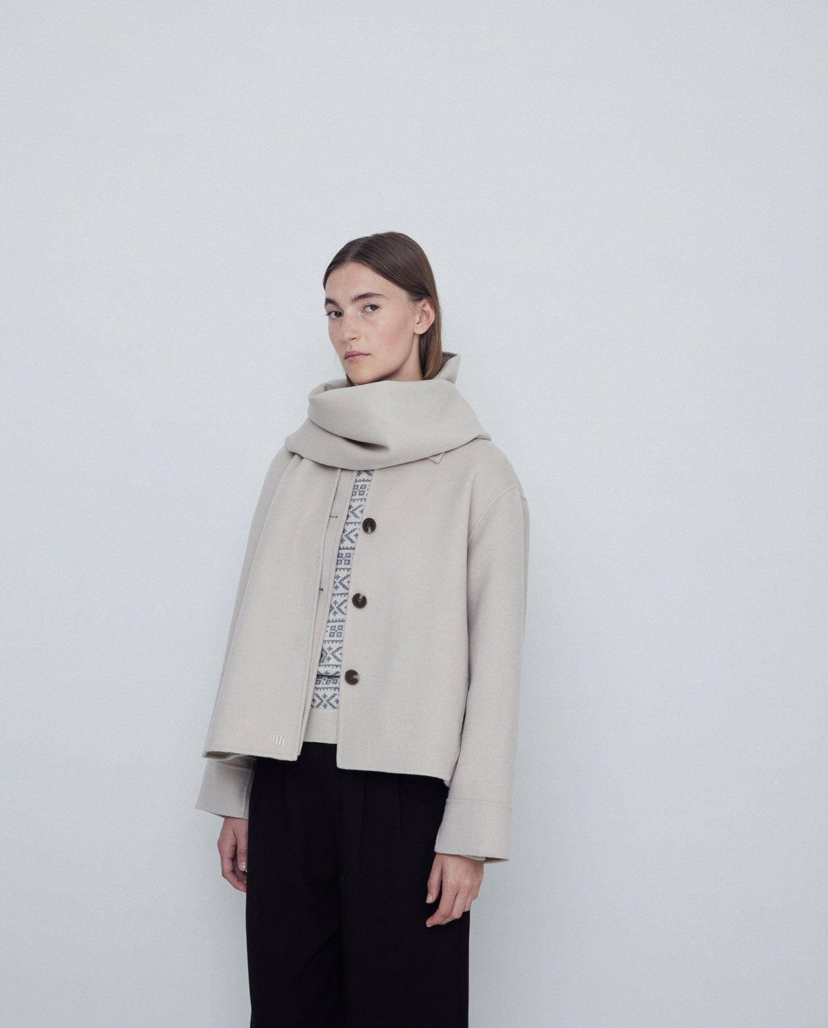 HANDMADE SHORT WOOL COAT ECRU