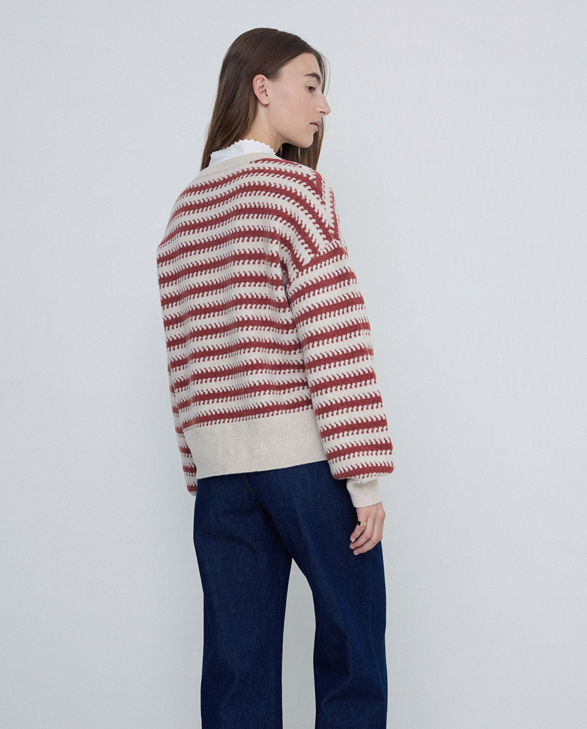 WOOL SWEATER STRIPED PRINT TERRACOTA  Ref. 41518