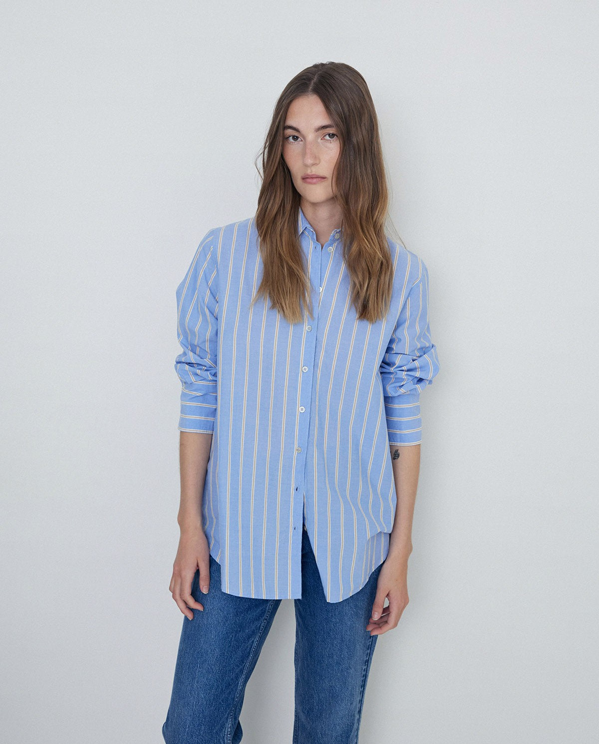 OVERSIZE ORGANIC-COTTON SHIRT STRIPES BLUE  Ref. 41878