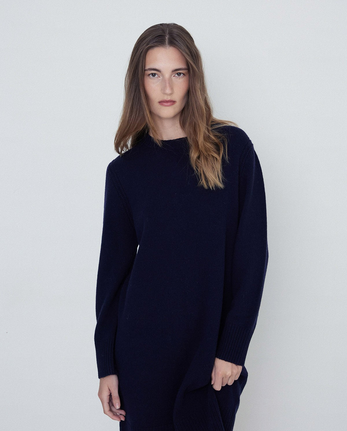 WOOL MIDI DRESS NAVY