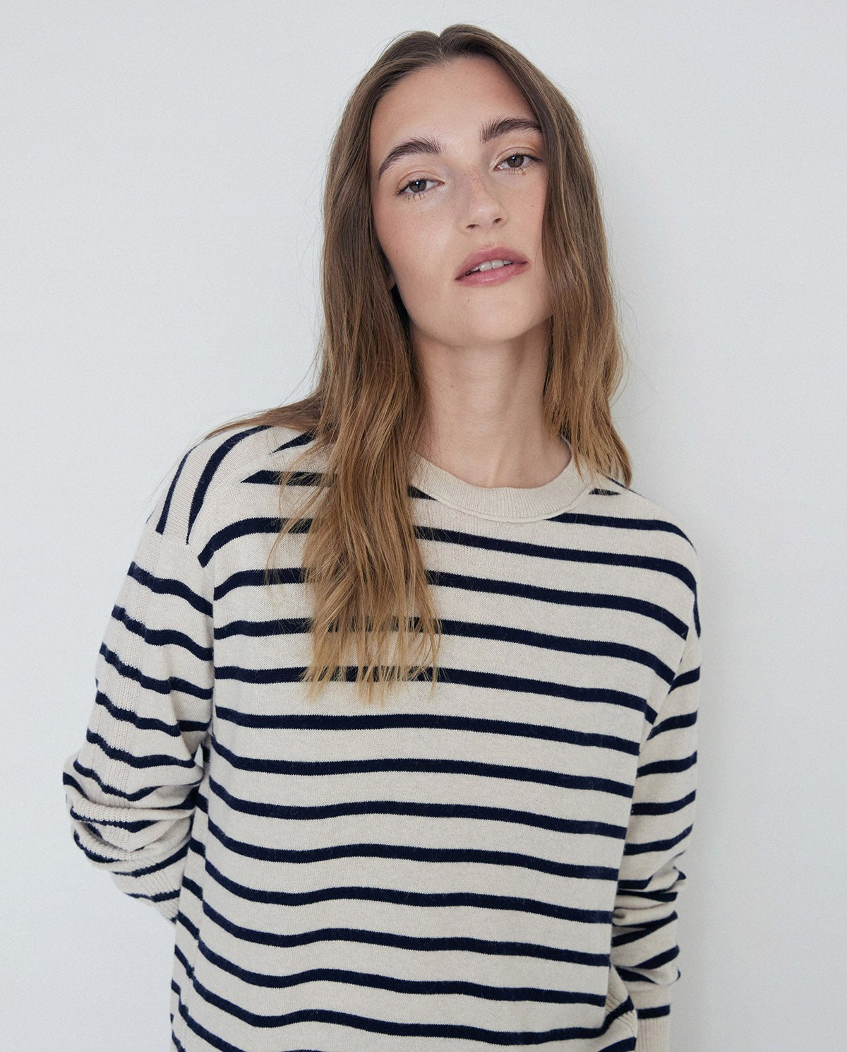 STRIPED SWEATER WITH CASHMERE NAVY  Ref. 41509